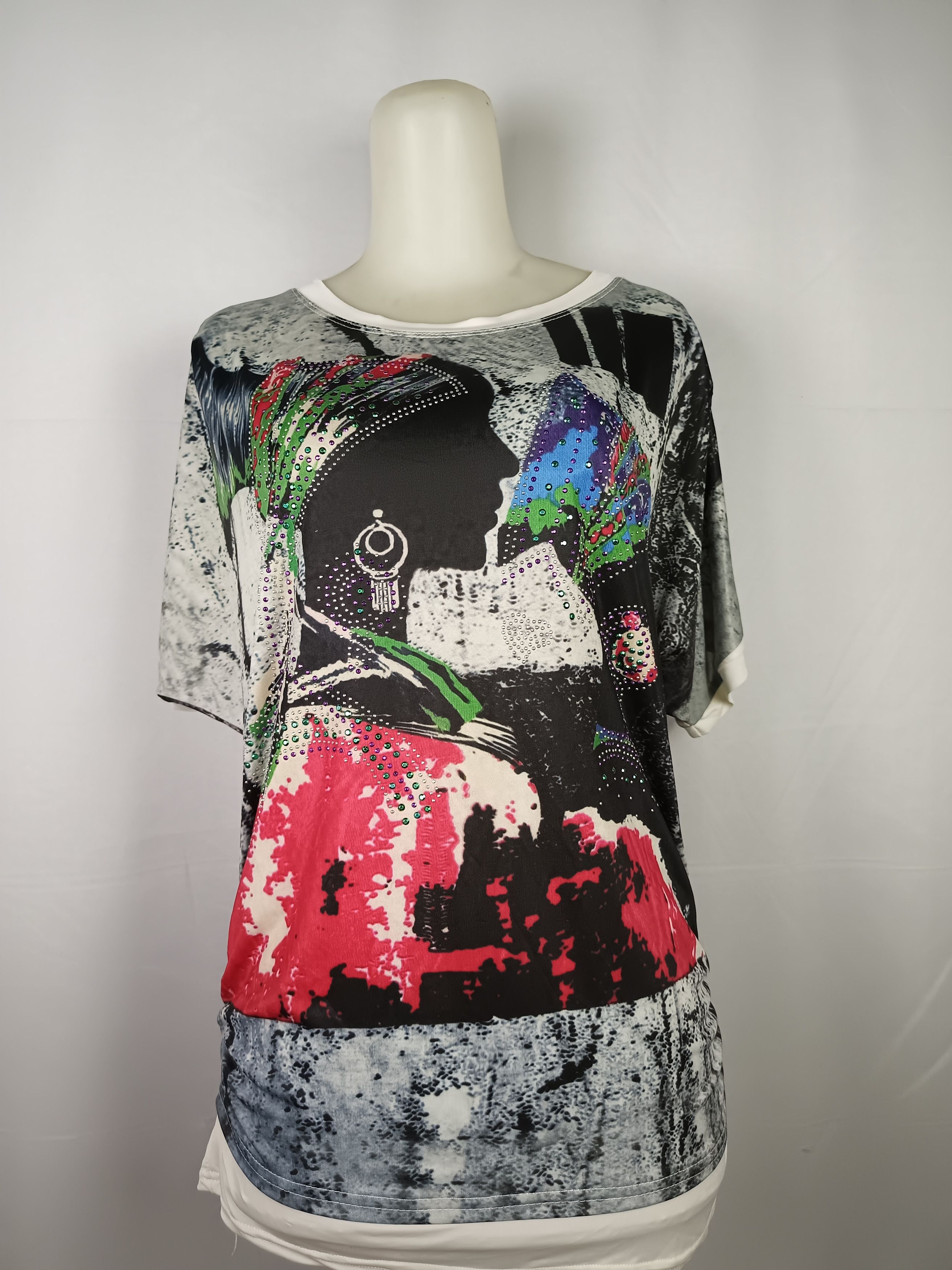 Vintage Adolfo Women's Printed Jersey T-Shirt Size M / US 6-8 / IT 42-44 - 1 Thumbnail