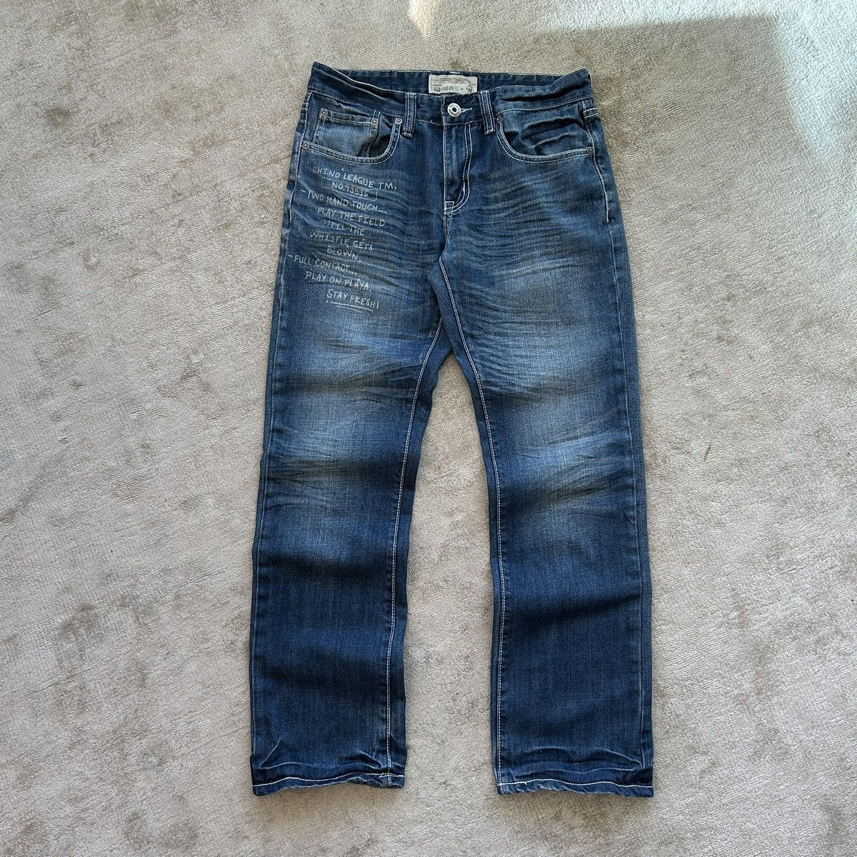 Ecko Unltd. Ecko UNLTD Text Print Denim Jeans Size US 30 / EU 46 - 1 Thumbnail