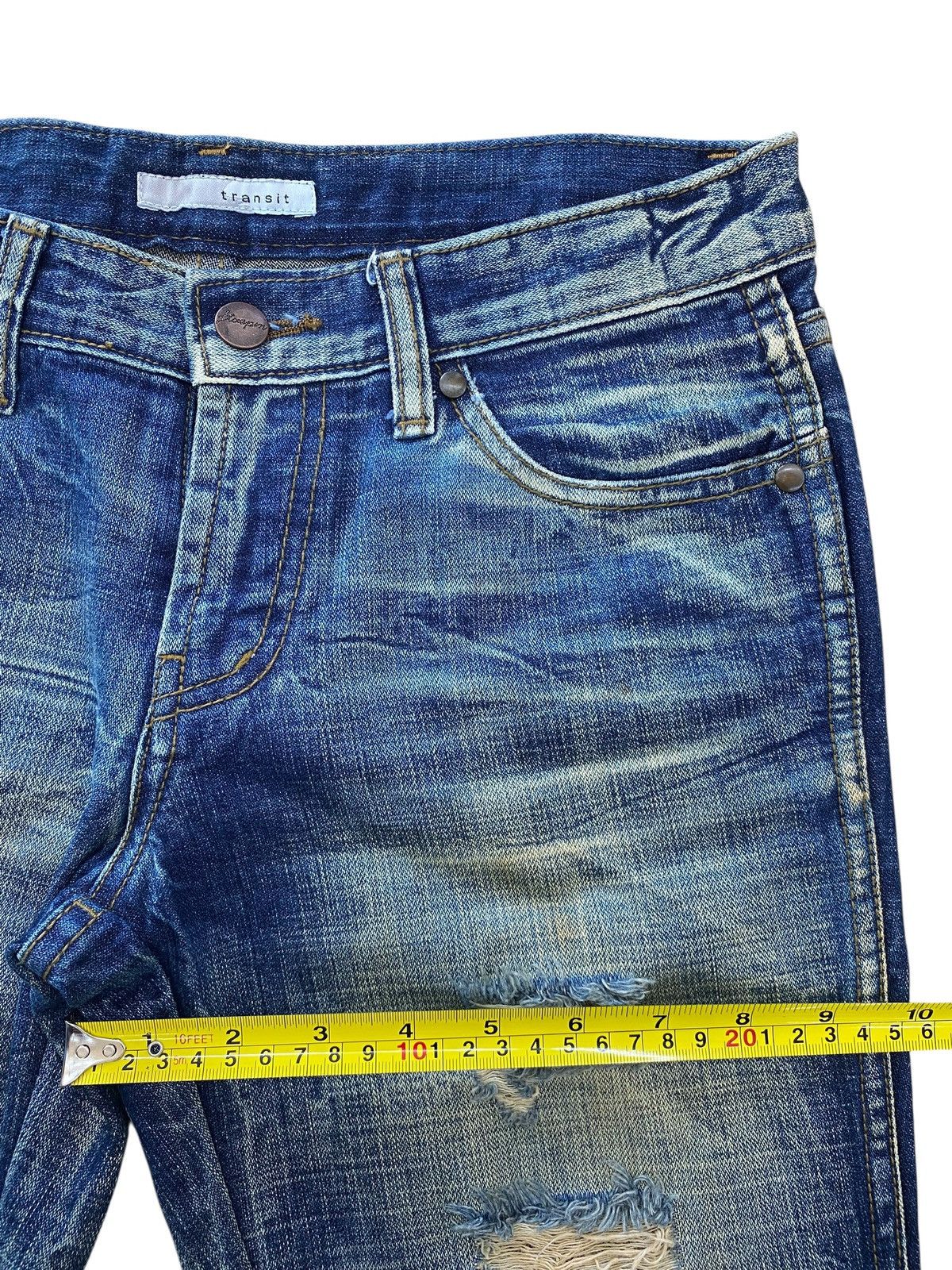 Transit Transit Faded Wash Honey Comb Style Flare Jeans Size US 30 / EU 46 - 7 Thumbnail