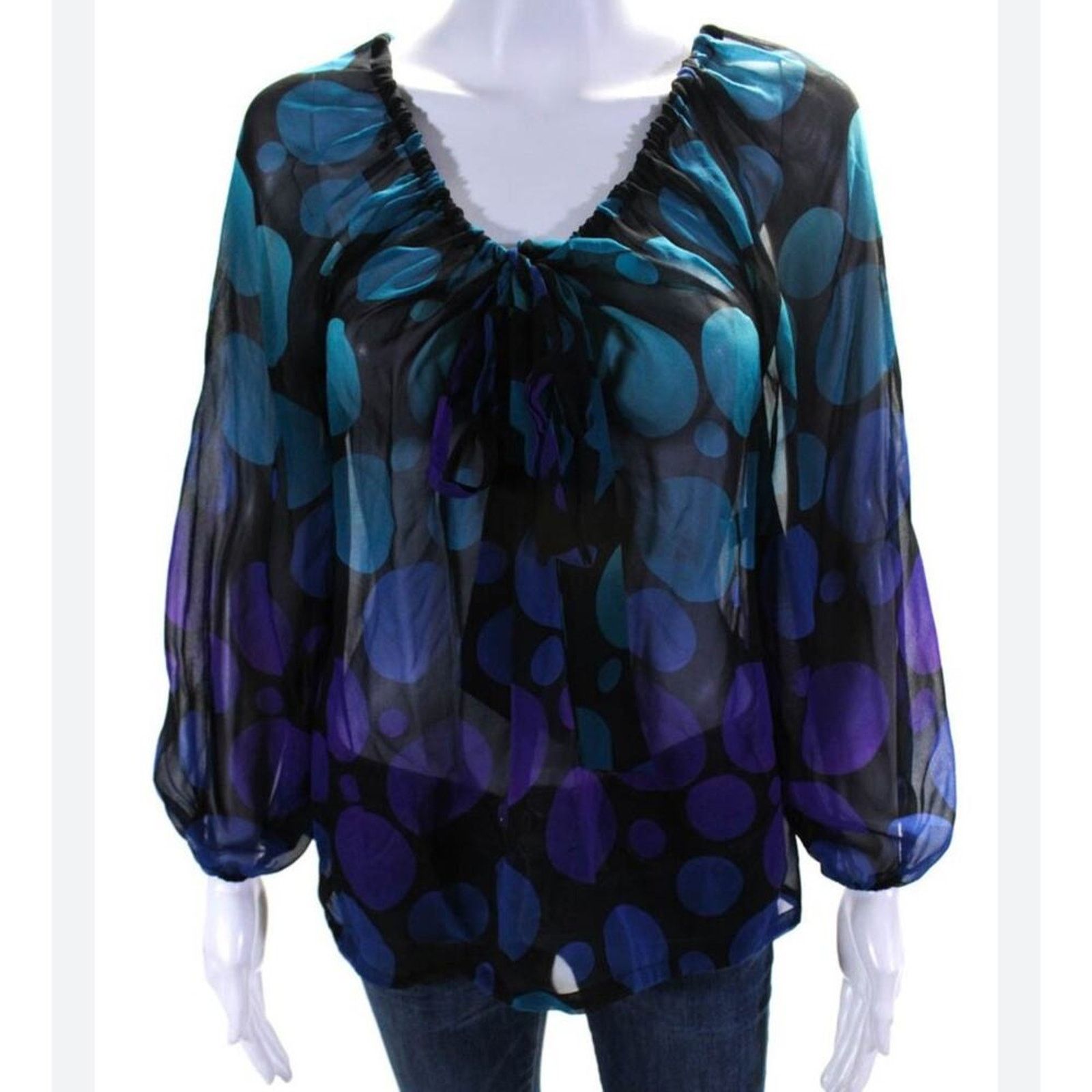 Diane von Furstenberg Diane Von Furstenberg- printed chiffon silk blouse- Sz 6 Size M / US 6-8 / IT 42-44 - 1 Thumbnail