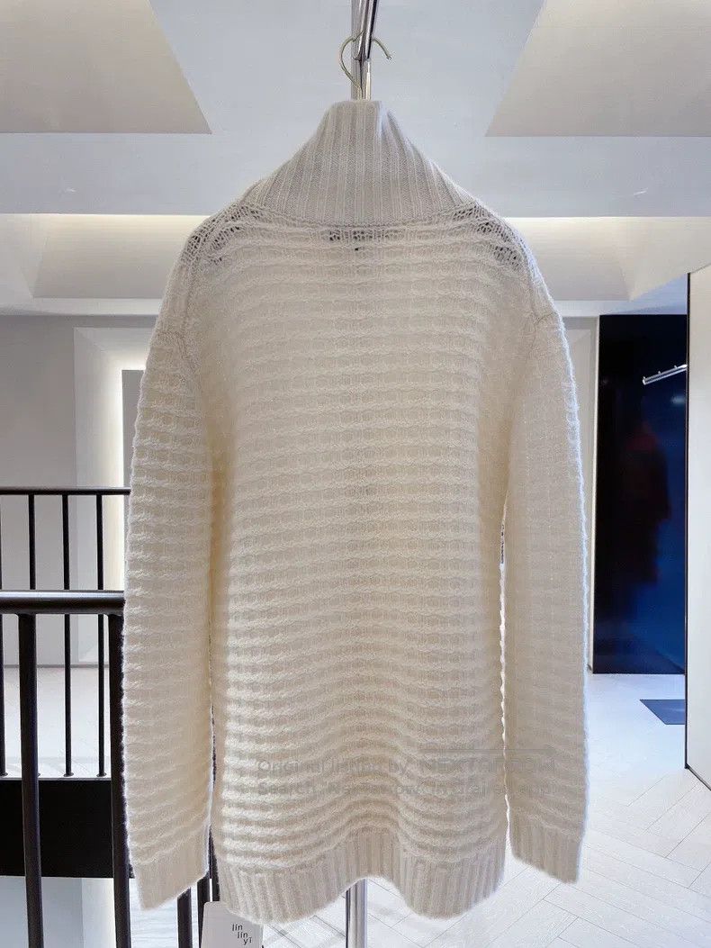 Loro Piana Loro Piana Ivory waffle-knit high-neck cashmere sweater Size XS / US 0-2 / IT 36-38 - 2 Thumbnail