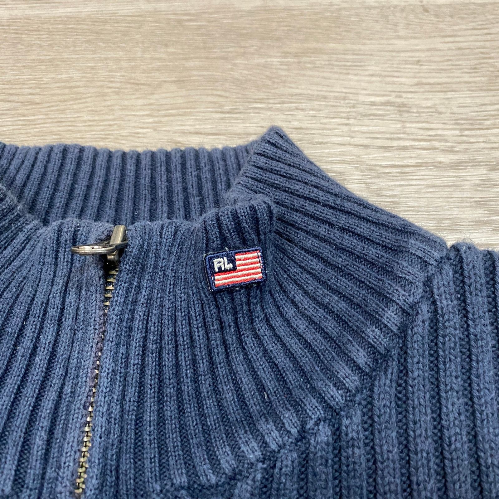 Polo Ralph Lauren × Vintage Vintage Polo Jeans Co Ralph Lauren 1/4 Zip Rib Sweater 2XL Size US XXL / EU 58 / 5 - 6 Thumbnail