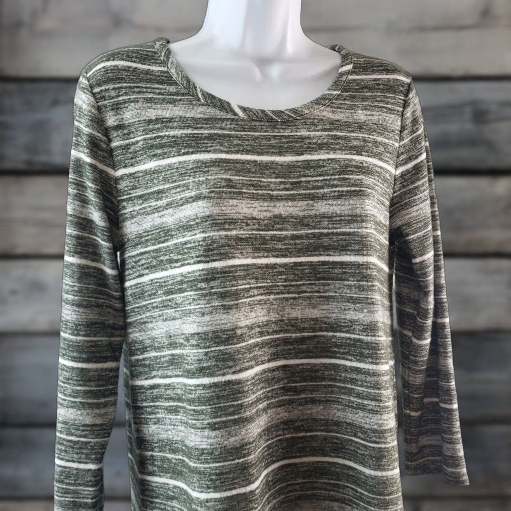 Market Market & Spruce Womens Knit Dress Sz Medium Green Striped Long Sleeve Size M / US 6-8 / IT 42-44 - 1 Thumbnail