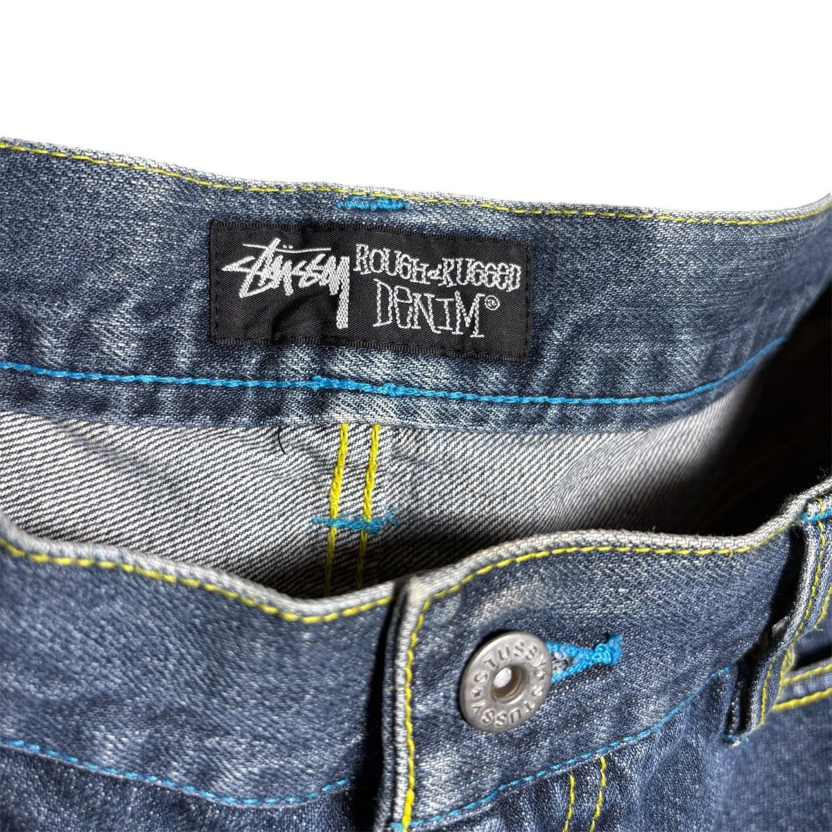 Stussy × Vintage Vintage Stussy Rough Rugged Denim Skull Logo Jeans Pants Size US 34 / EU 50 - 8 Thumbnail