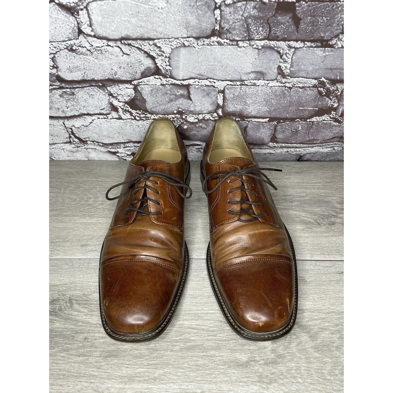 Johnston & Murphy Johnston Murphy J. Murphy Brown Leather Cap Toe Oxford Dress Size US 10 / EU 43 - 19 Thumbnail
