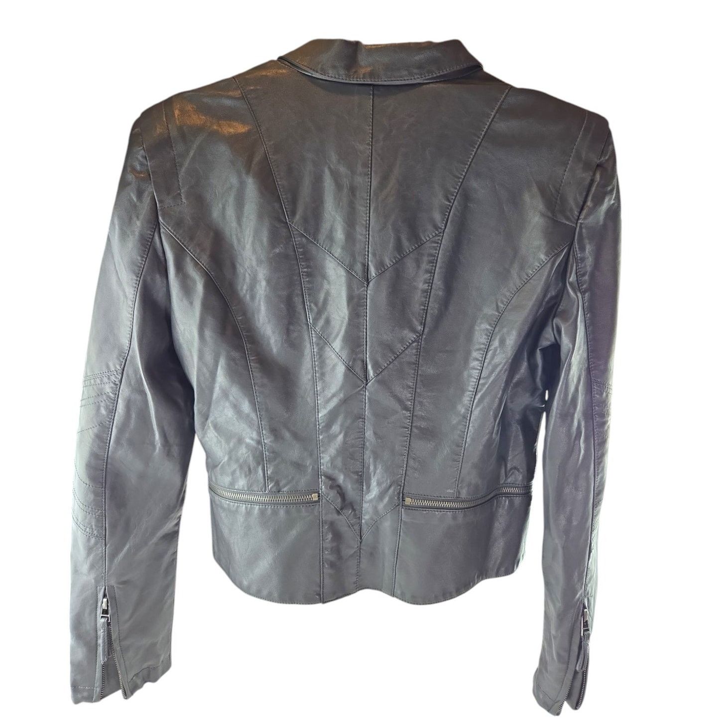 BLANKNYC BlankNYC | Grey, Faux Leather, Moto Jacket | Size Medium Size M / US 6-8 / IT 42-44 - 2 Thumbnail