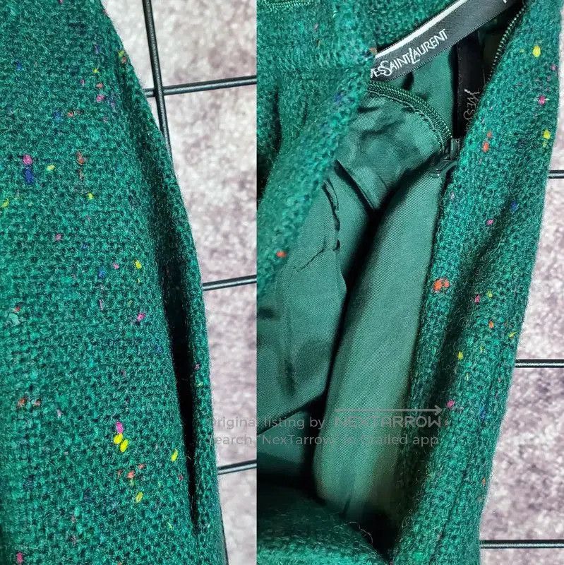 Yves Saint Laurent Yves Saint Laurent Green Embroidered Wool Skirt . Size 29" - 6 Thumbnail