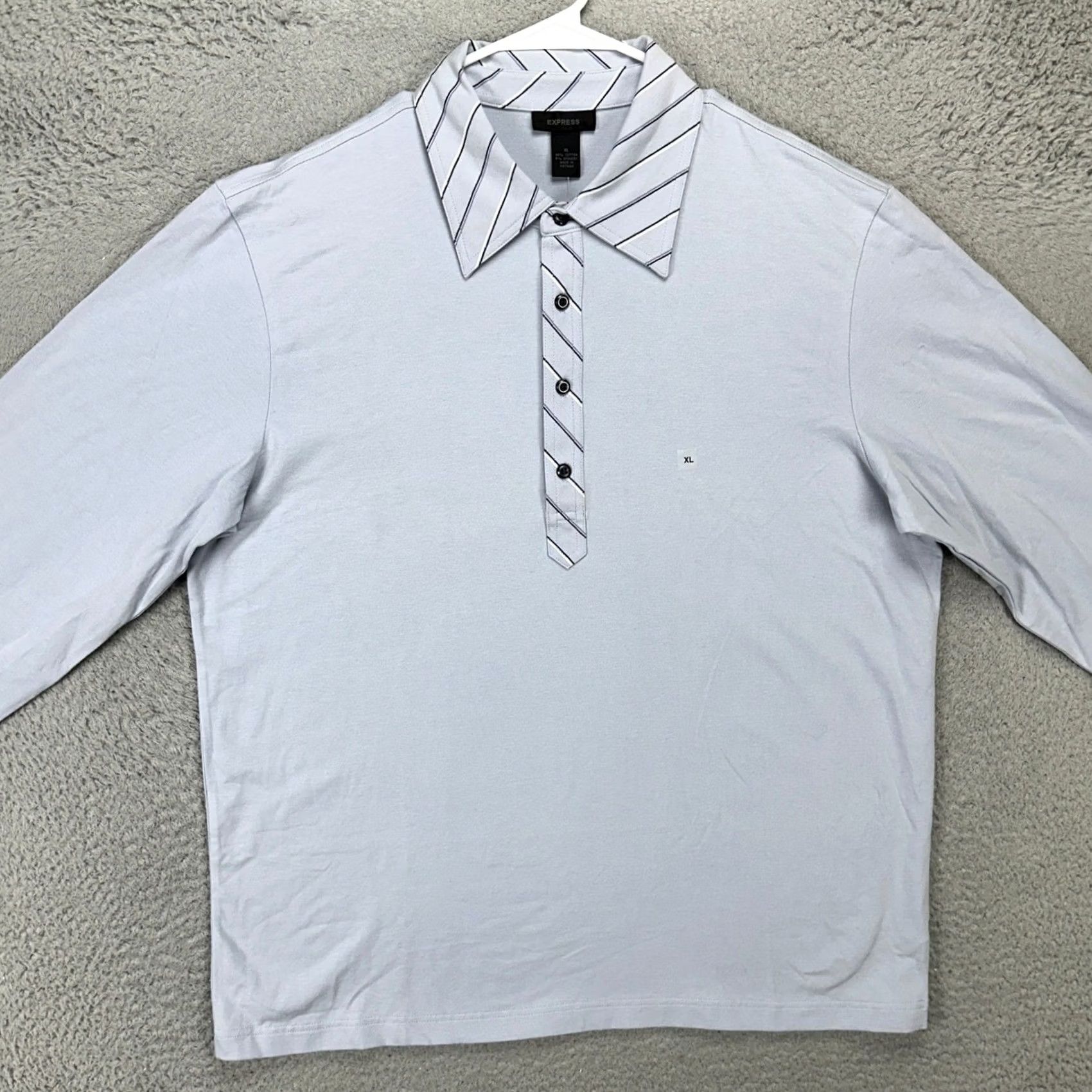 Express Express Polo Shirt Men XL Light Blue Gray Long Sleeve Outdoor Rugby NEW Size US XL / EU 56 / 4 - 3 Thumbnail
