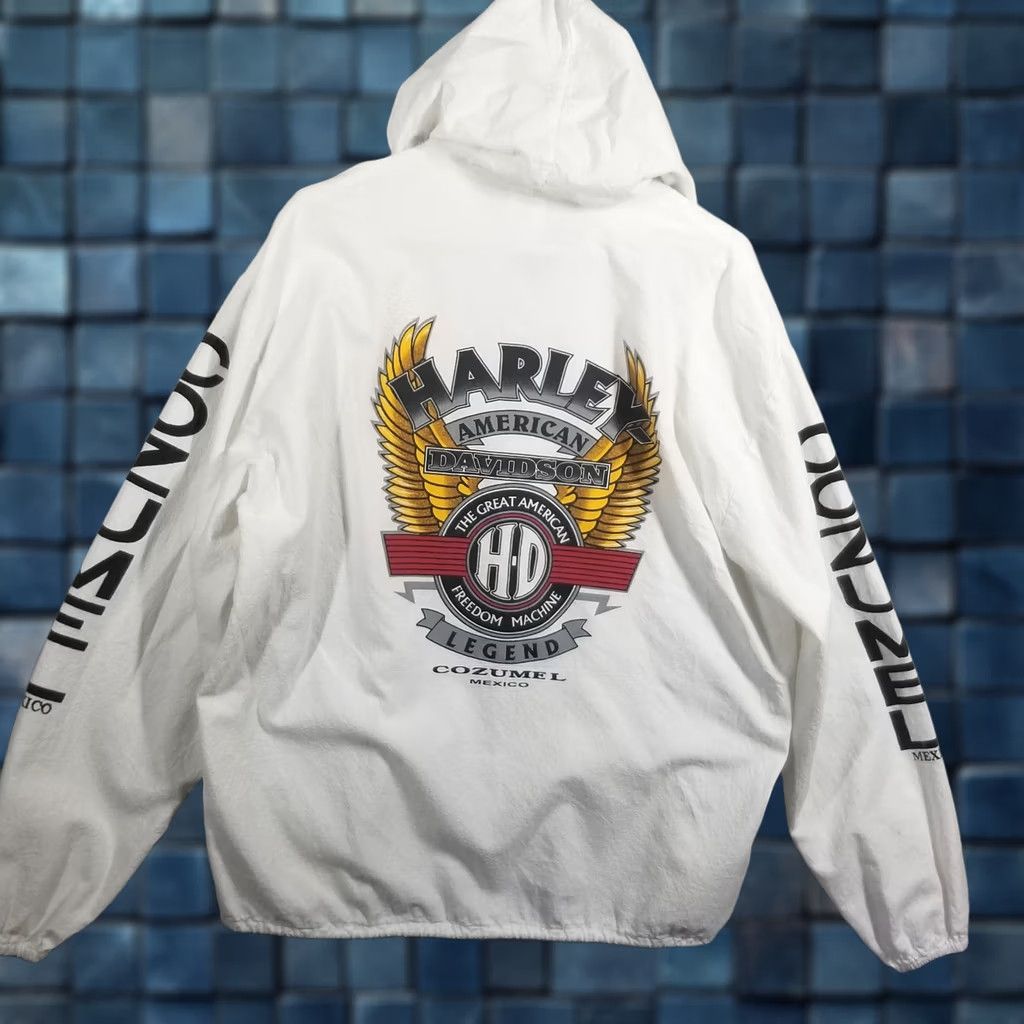 Vintage Vintage Motorcycle Hoodie XL White Graphic Print Full Zip Hooded Men’s Reg. Size USA Patriotic 90s? Size US XL / EU 56 / 4 - 1 Thumbnail