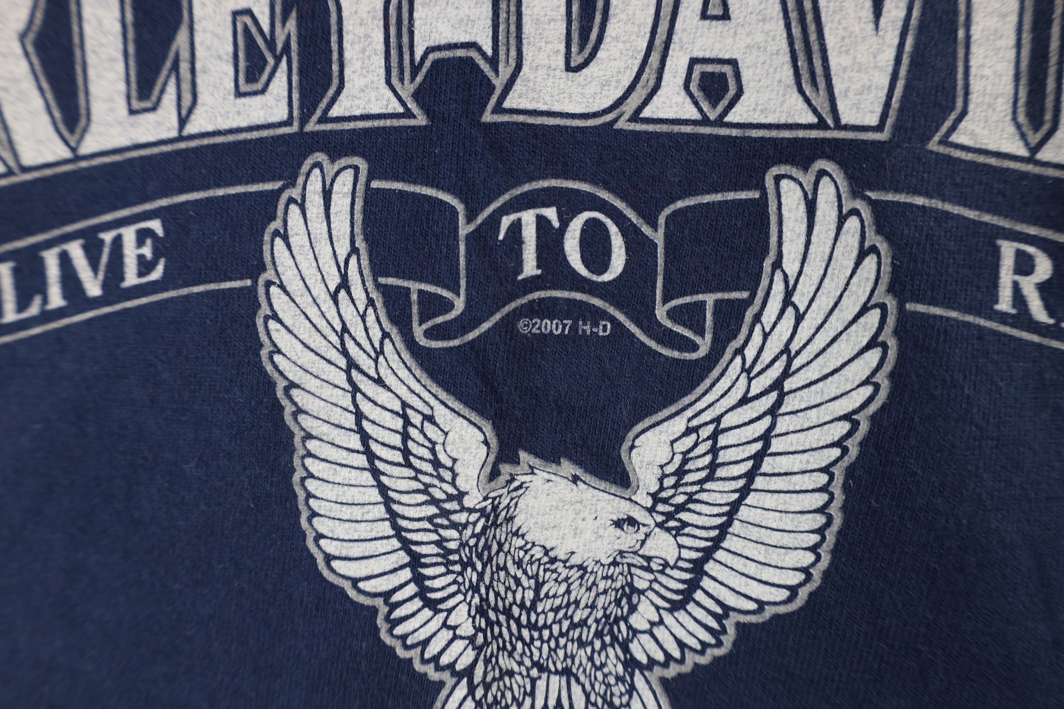 Harley Davidson × Vintage Vintage Y2K 2007 Harley Davidson Eagle Kuwait T-Shirt Blue Size US XXL / EU 58 / 5 - 5 Thumbnail