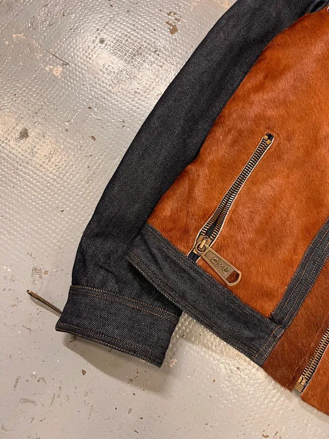 Dolce & Gabbana FW2005 Dolce & Gabbana Brown Pony Hair & Blue Denim Jacket Size US L / EU 52-54 / 3 - 6 Thumbnail