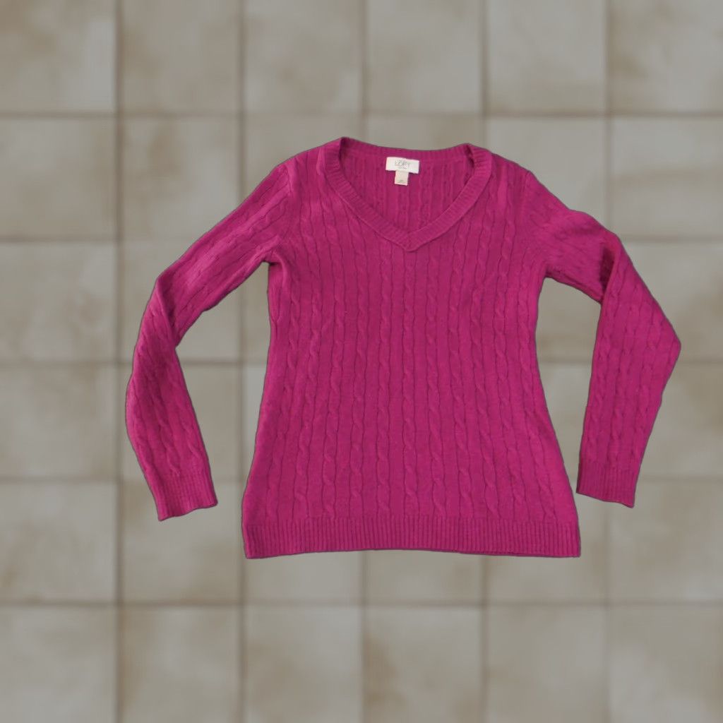 Loft LOFT Ann Taylor Sweater Womens Small Petite Pink Cable Knit Pullover Rabbit Hair Size S / US 4 / IT 40 - 1 Thumbnail