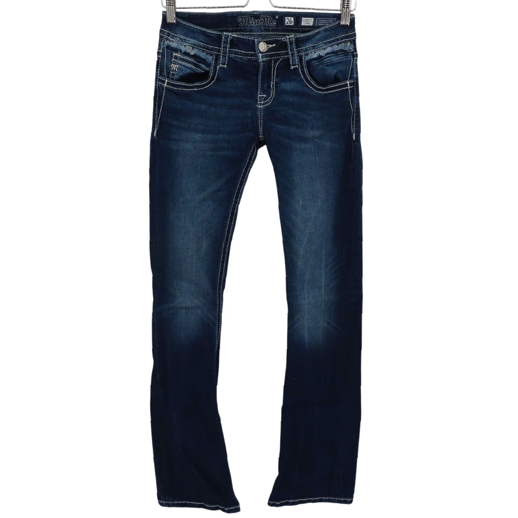 Miss Me Miss Me Jeans Bootcut Women 26 Signature Blue Denim Embroidered Pockets 5-Pocket Size 26" / US 2 / IT 38 - 2 Thumbnail