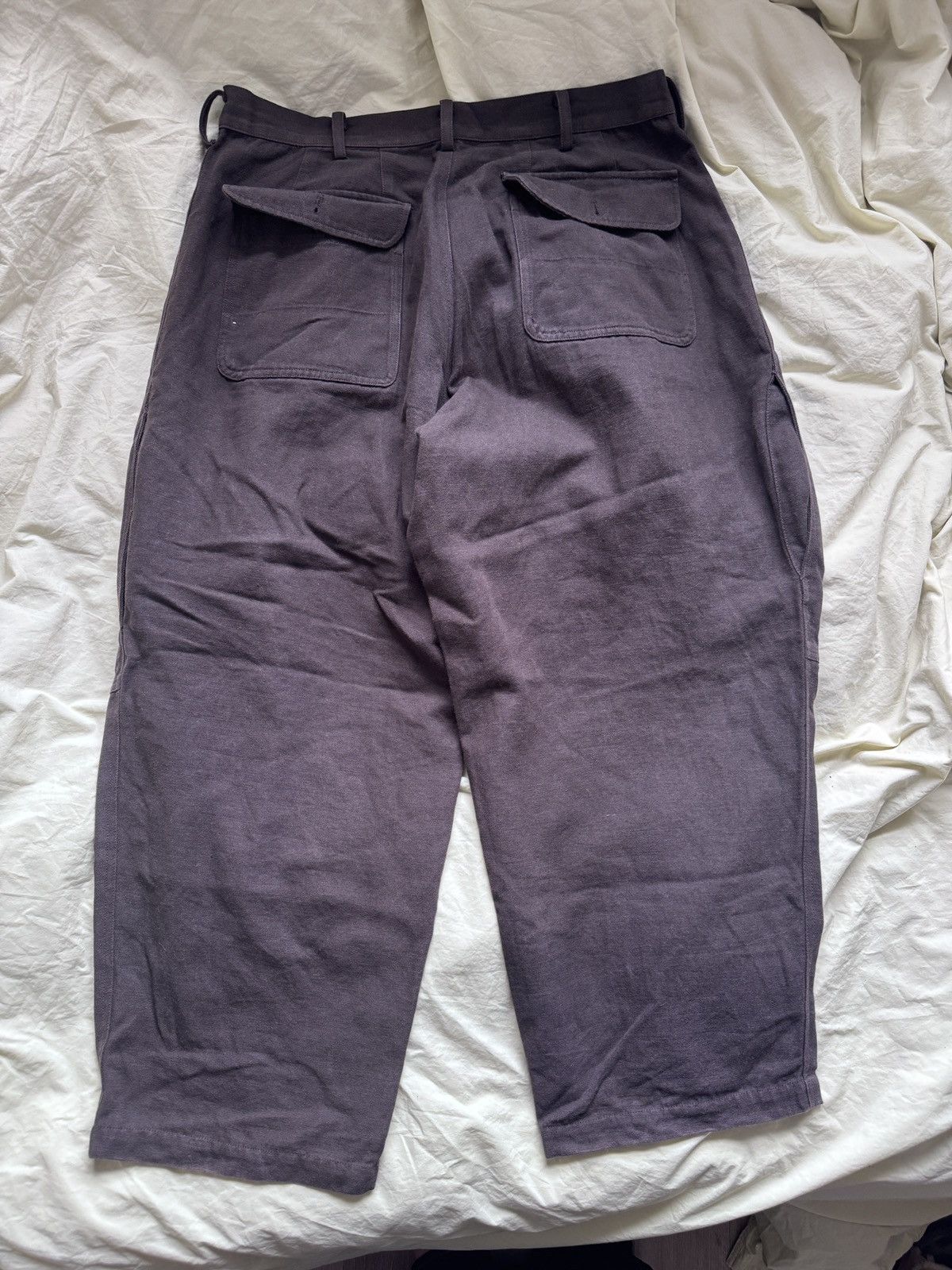 Y's for Men 25SS Cotton flax wool oxford side action pleats pants Size US 32 / EU 48 - 4 Thumbnail
