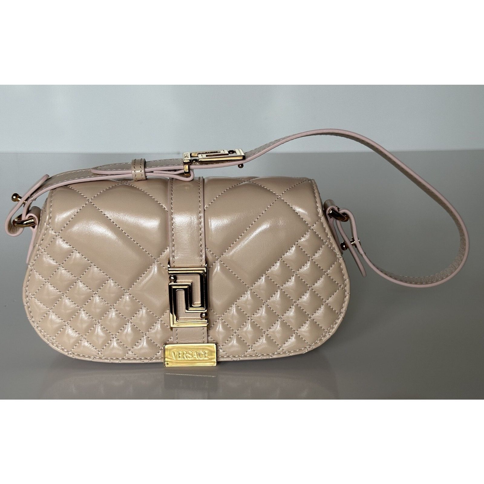 Versace Versace Quilted Calf Leather Pink Mini Shoulder Bag 1010951 Size ONE SIZE - 1 Thumbnail