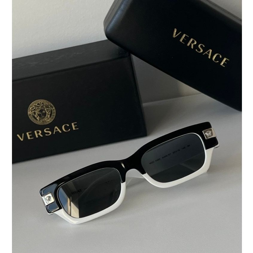 Versace NEW Versace VE4465 Black White Square Sunglasses Size ONE SIZE - 1 Thumbnail
