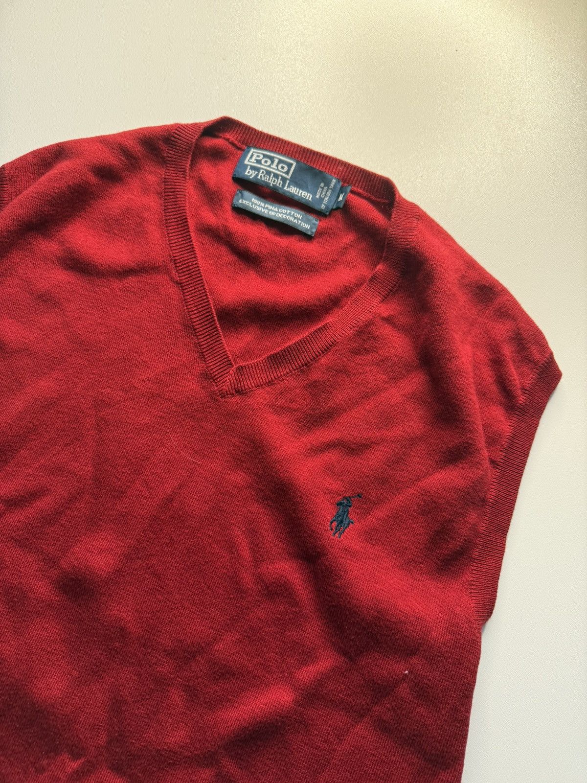 Polo Ralph Lauren × Vintage LACOSTE RED COTTON SWEATER VEST WITH V-NECK & RIBBED HEM Size US M / EU 48-50 / 2 - 5 Thumbnail