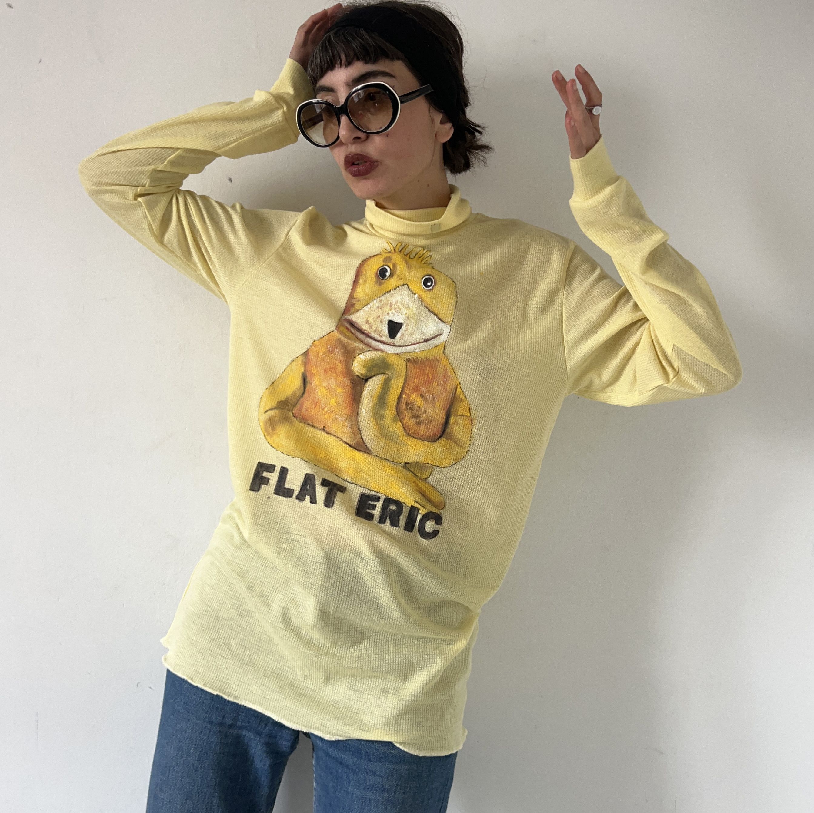 Vintage Custom made Flat Eric Vintage yellow turtleneck knit sweater Size XXL / US 16-18 / IT 52-54 - 6 Thumbnail