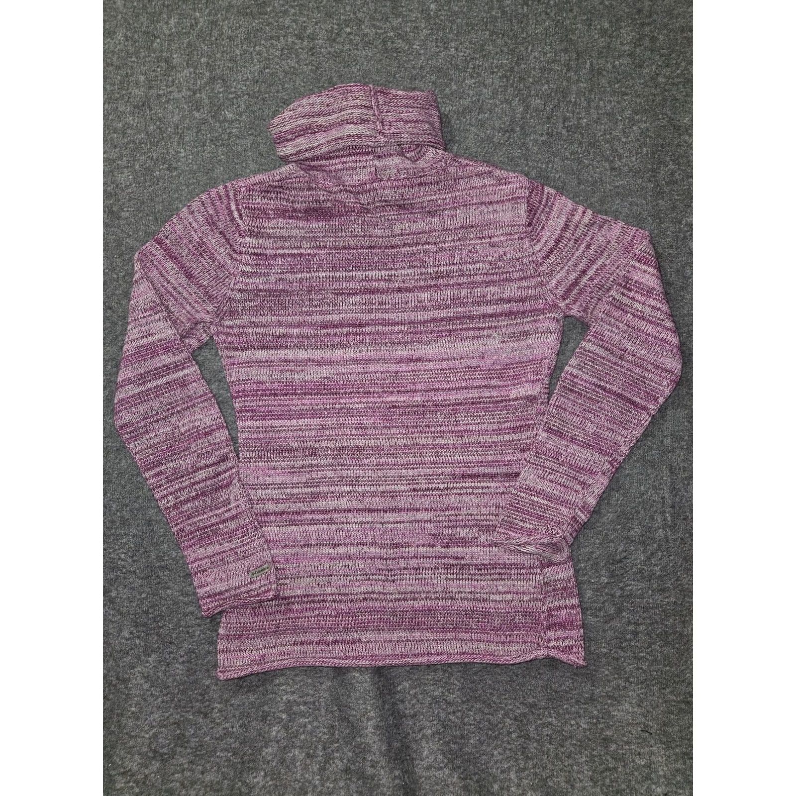 Vintage Columbia Sweater Womens Medium Purple Striped Turtleneck Knit Stretch Casual Size M / US 6-8 / IT 42-44 - 7 Thumbnail