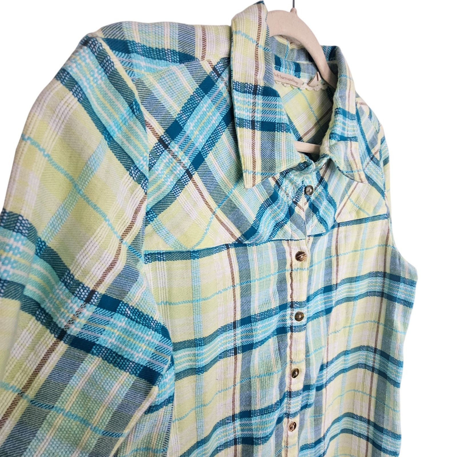 Soft Surroundings Soft Surroundings Womens Plaid Button Front Shirt M Cottage Size M / US 6-8 / IT 42-44 - 5 Thumbnail