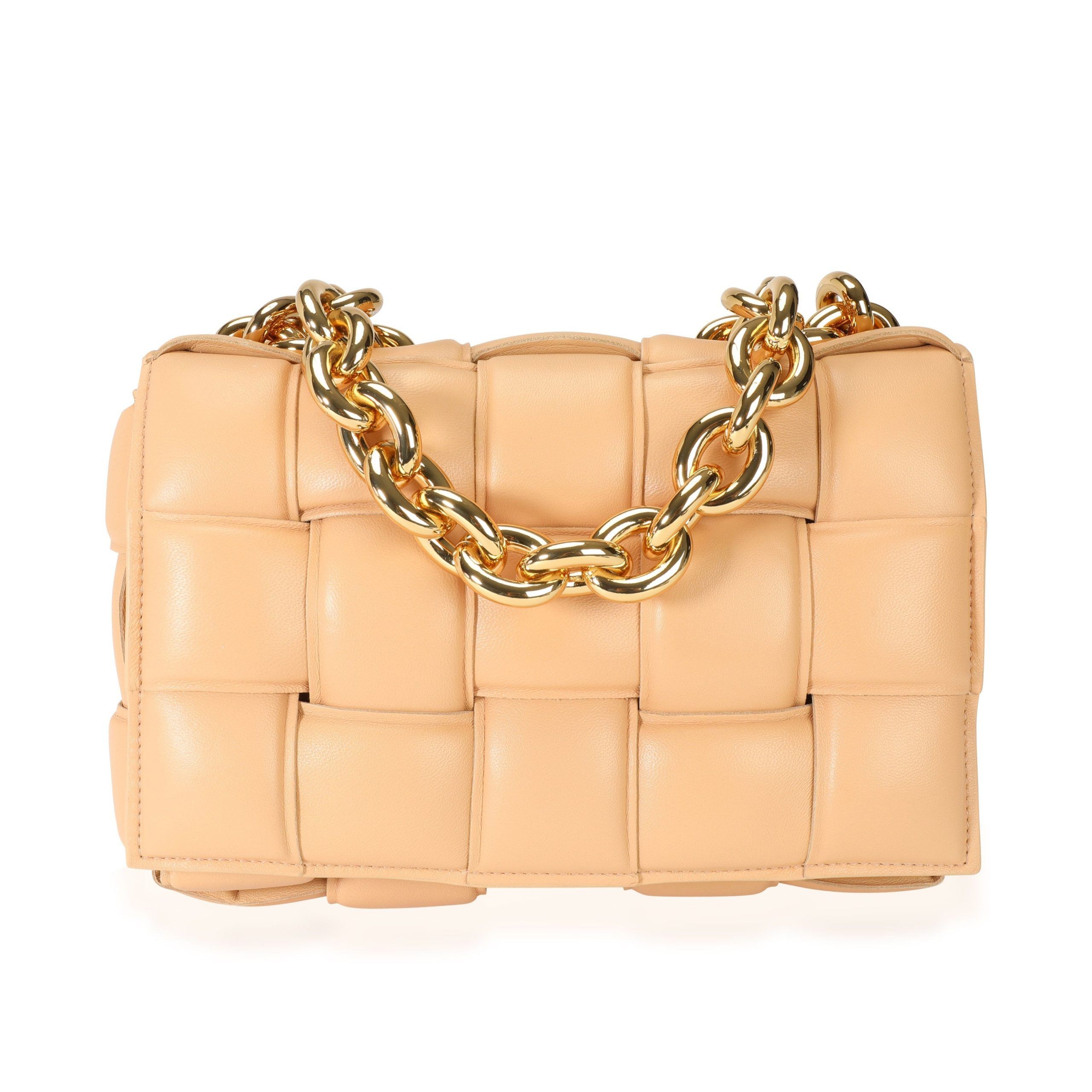 image of Bottega Veneta Almond Maxi Intrecciato Leather Chain Cassette Bag in Beige, Women's