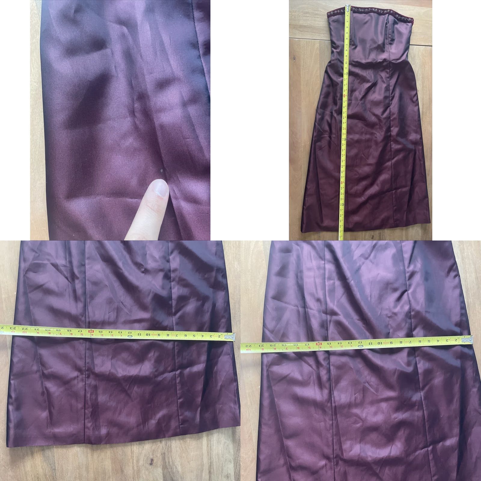 Loft VINTAGE LOFT Ann Taylor Strapless Cocktail Dress Sz 8 Midi Satin Burgundy Sequin Party/Cocktail A-Line Women Mens Girls Size M / US 6-8 / IT 42-44 - 8 Thumbnail