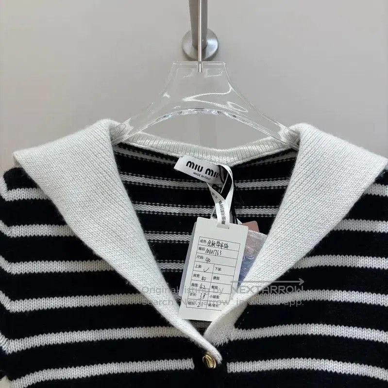 Miu Miu Miu Miu Black Striped Wool Short Sleeve Sweater . Size M / US 6-8 / IT 42-44 - 2 Thumbnail