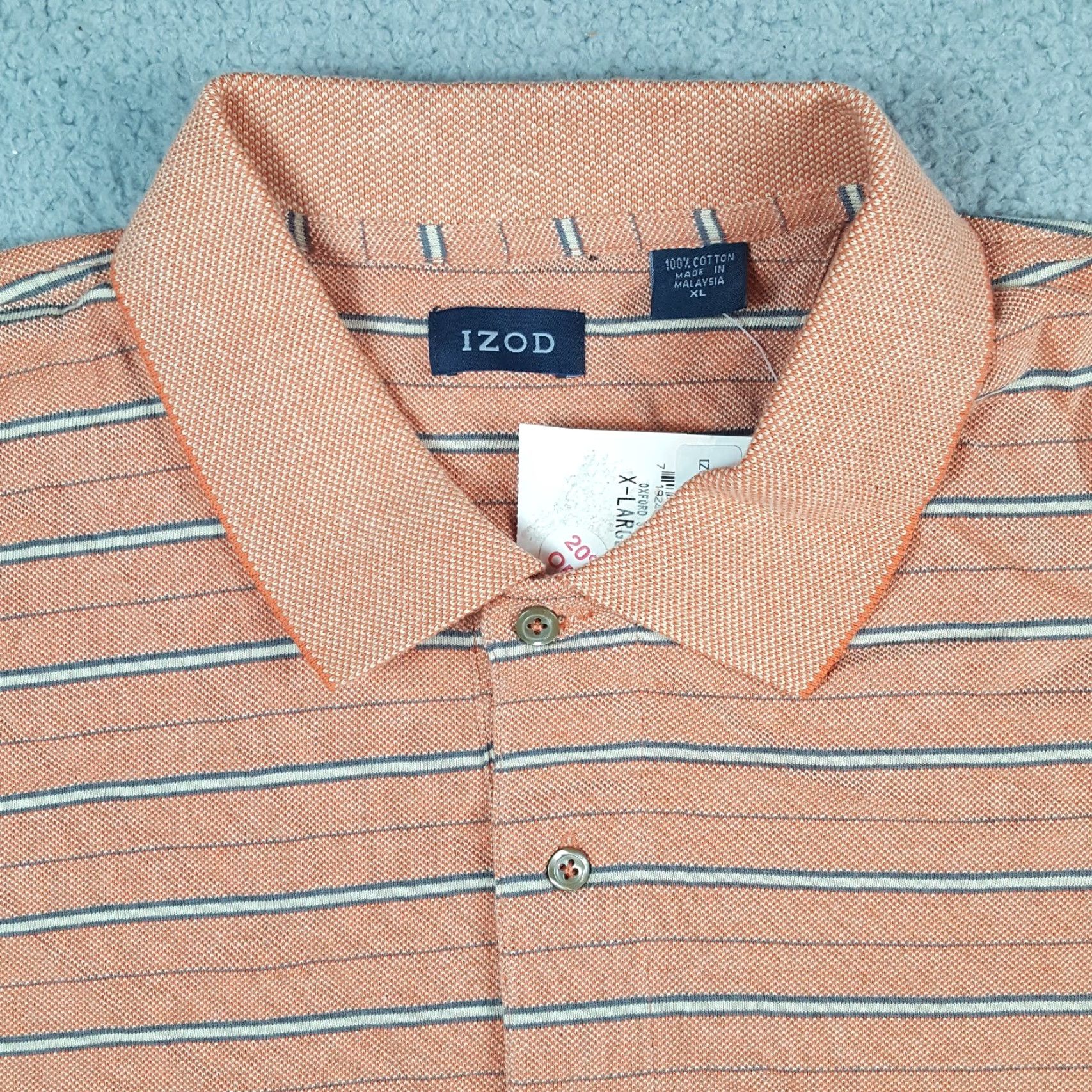 Izod VINTAGE IZOD Polo Shirt Men's XL Orange Striped Preppy Button Collar Shirt Size US XL / EU 56 / 4 - 3 Thumbnail