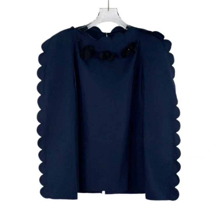 Fendi Fendi Dark Blue Cotton Bow Long-Sleeve Top Size S / US 4 / IT 40 - 1 Thumbnail