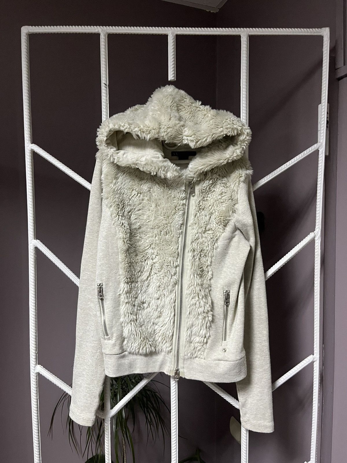 Giorgio Armani Vintage Giorgio Armani Y2K Avant Garde Fur Zip Hoodie Size S / US 4 / IT 40 - 1 Thumbnail