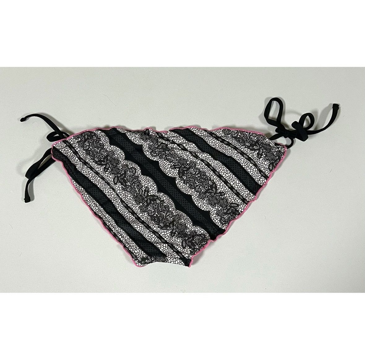 Japanese Brand × Vintage Lace Polka Dot Striped Bikini Bottoms Bathing Suit Size S 🖤🤍 Size 27" / US 4 / IT 40 - 4 Thumbnail