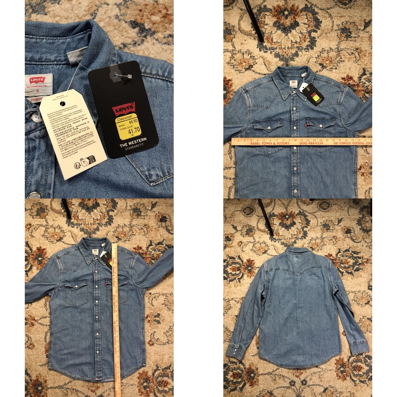 Levi's Levi's Shirt Mens S Blue Denim Western Snap Front Long Sleeve Standard Fit Size US S / EU 44-46 / 1 - 8 Thumbnail