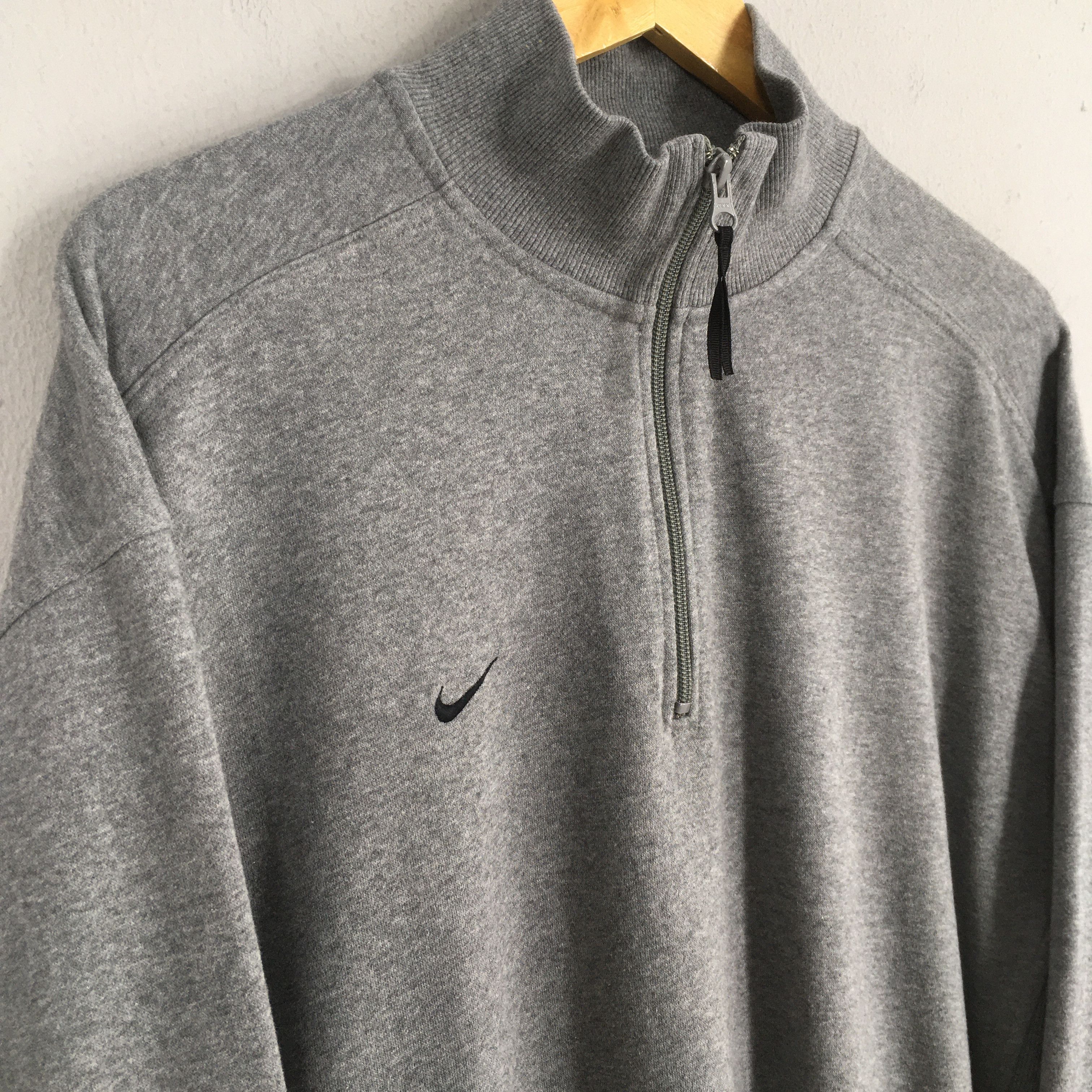 Nike × Vintage Vintage Nike Swoosh Half Zipper Gray Sweatshirt Large Size US L / EU 52-54 / 3 - 3 Thumbnail