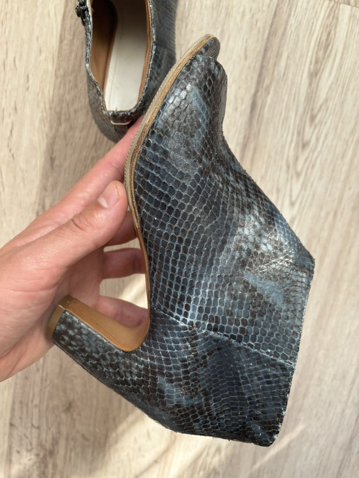 Maison Margiela Maison Martin Margiela Line 22 Snake Print Peep Toe Ankle Size US 8 / IT 38 - 14 Thumbnail