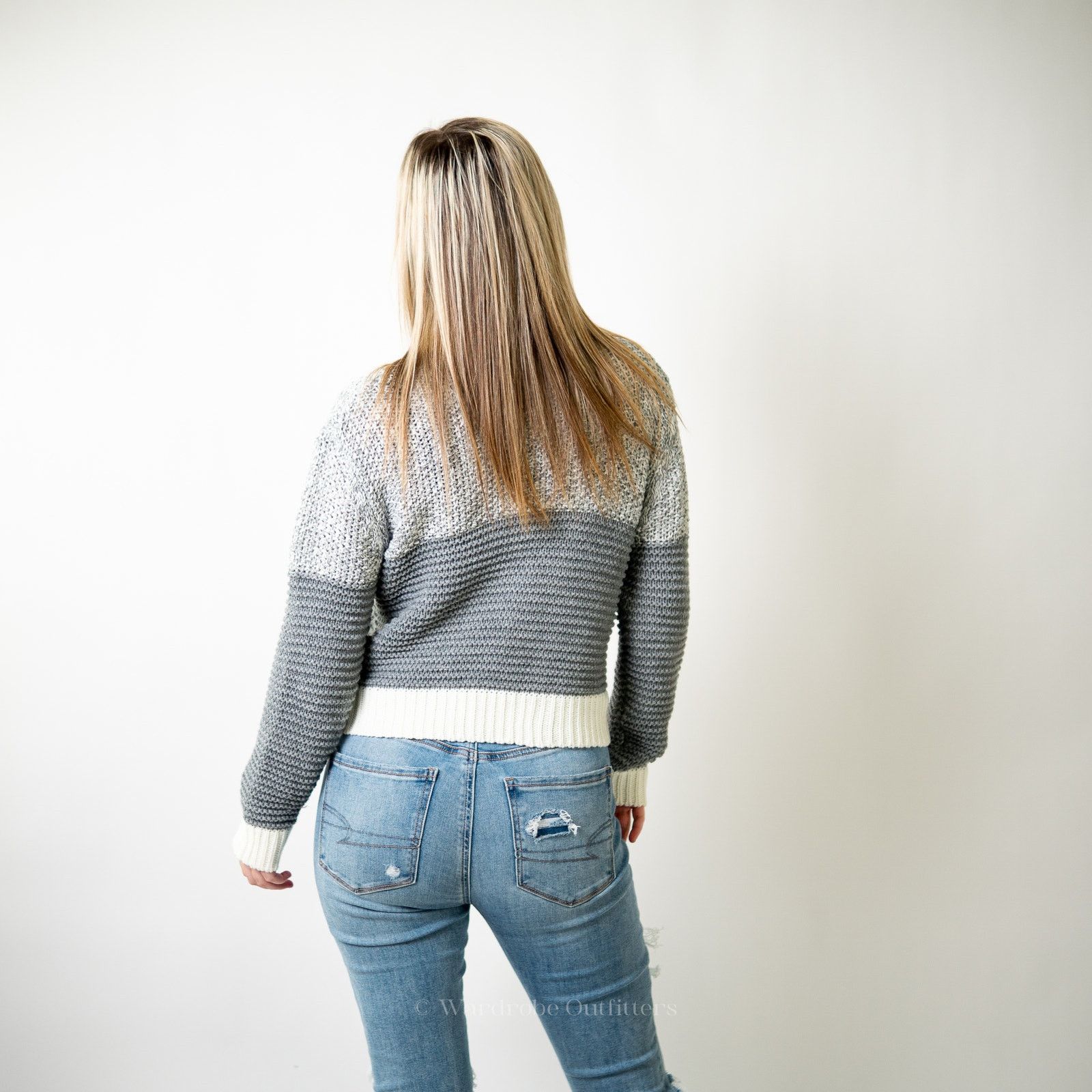 Designer Crochet Knit 2 Tone Sweater Size S / US 4 / IT 40 - 2 Thumbnail