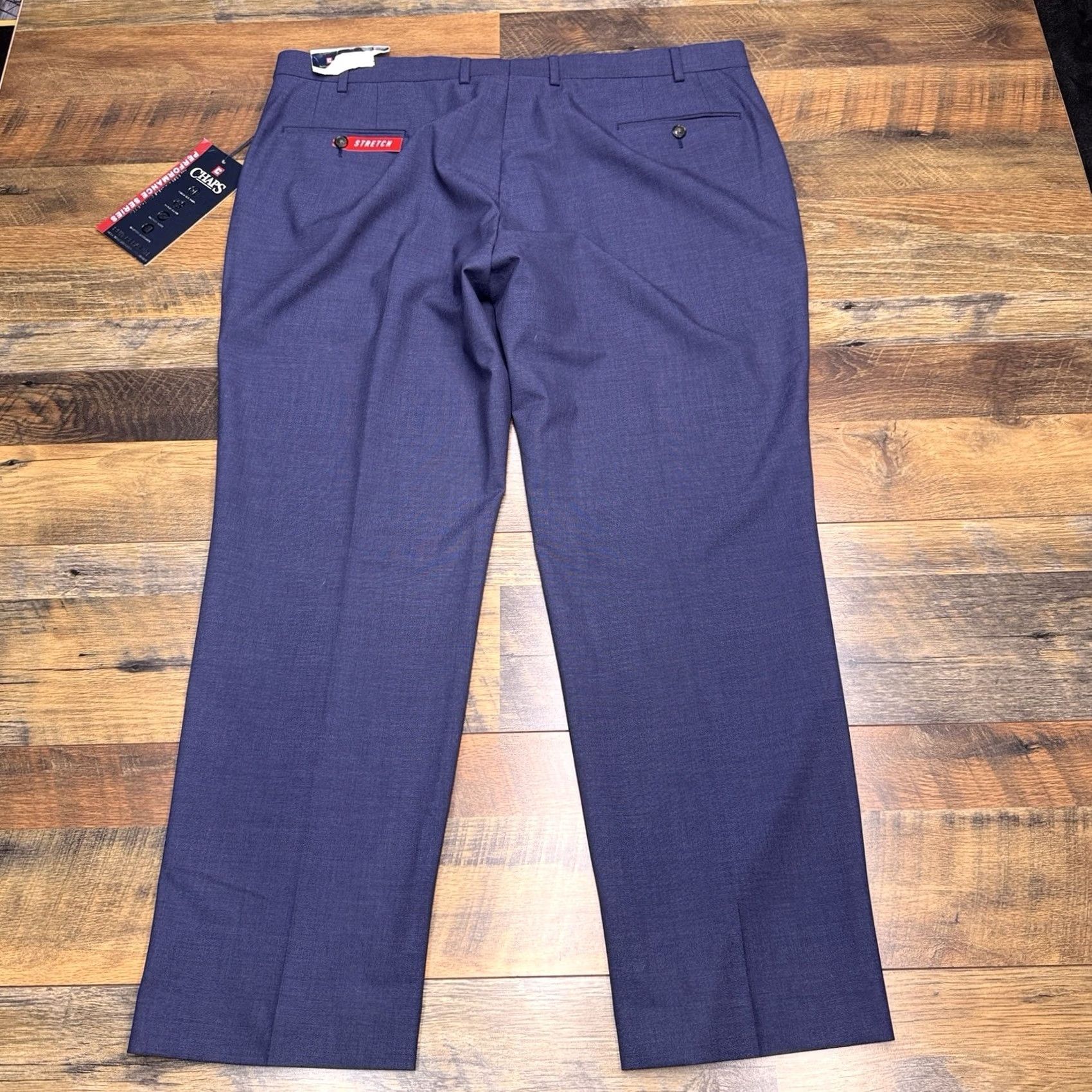 Chaps Chaps Dress Pants Mens 42x30 Blue Flat Front Stretch Regular Size US 42 / EU 58 - 3 Thumbnail