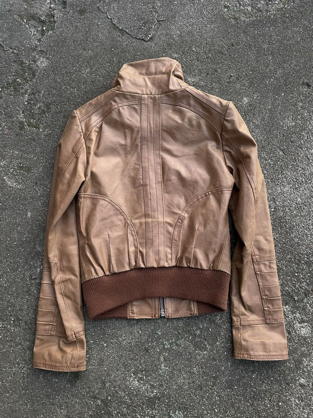 Vintage Washed Brown Retro 90s Genuine Real Leater Bomber Punk Rock Size S / US 4 / IT 40 - 6 Thumbnail
