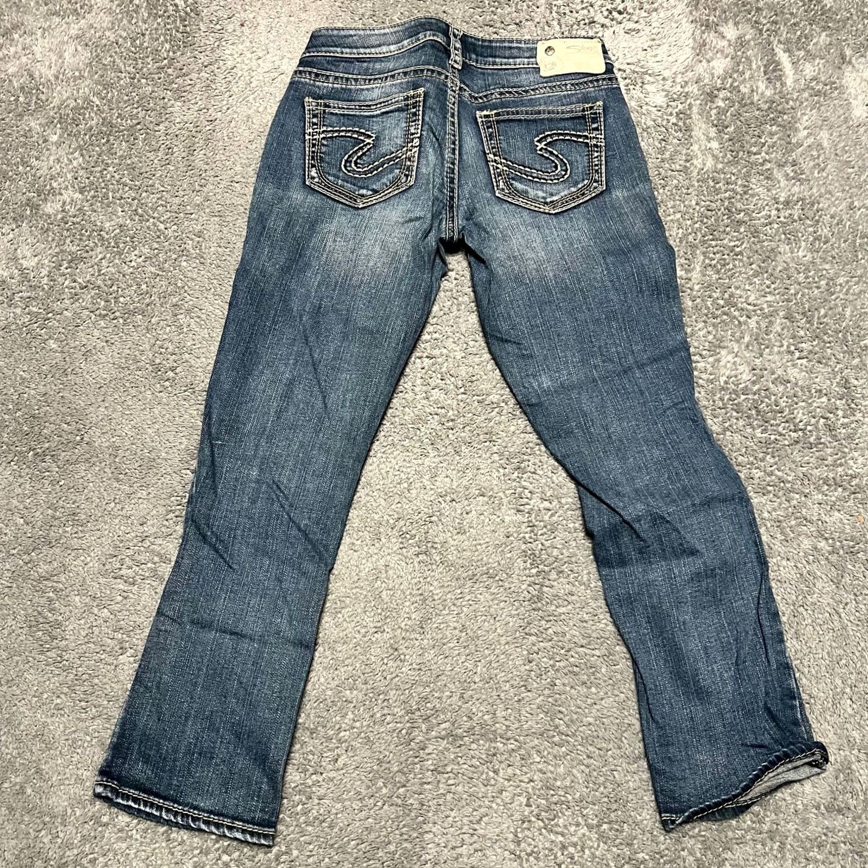 Silver Jeans Co. VINTAGE Silver Jeans Womens 27 (29x25) Aiko Capri Straight Blue Denim Pants Western Womens Size 27" / US 4 / IT 40 - 4 Thumbnail