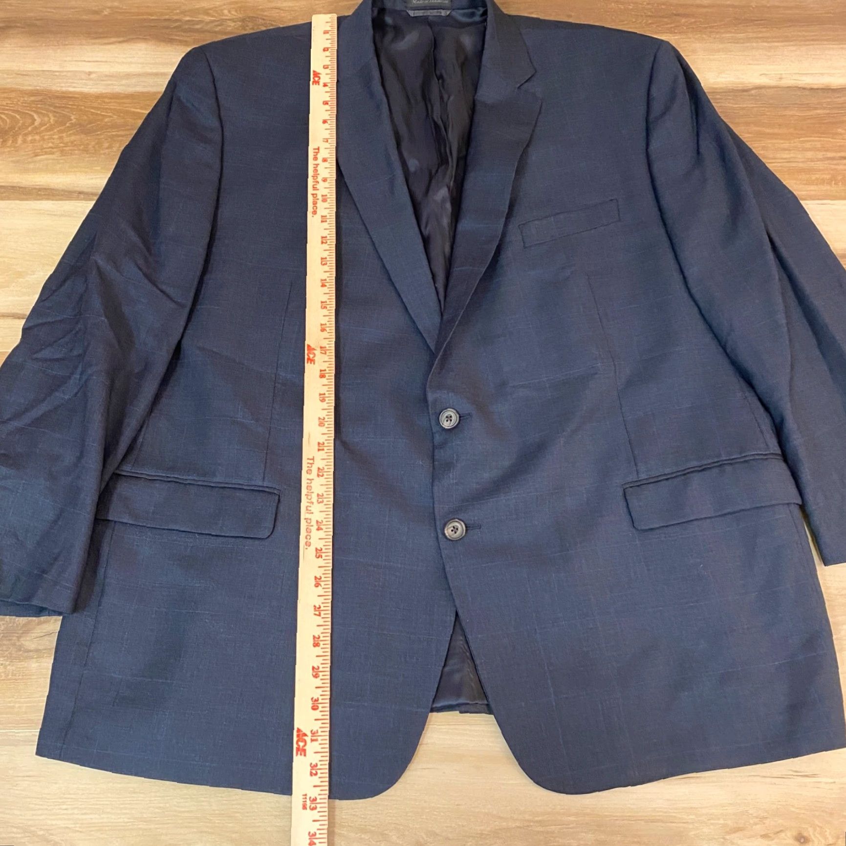 Ralph Lauren Lauren Ralph Lauren Blazer Mens 50R Gray Blue Windowpane Plaid Wool Sport Jacket Size 50R - 5 Thumbnail