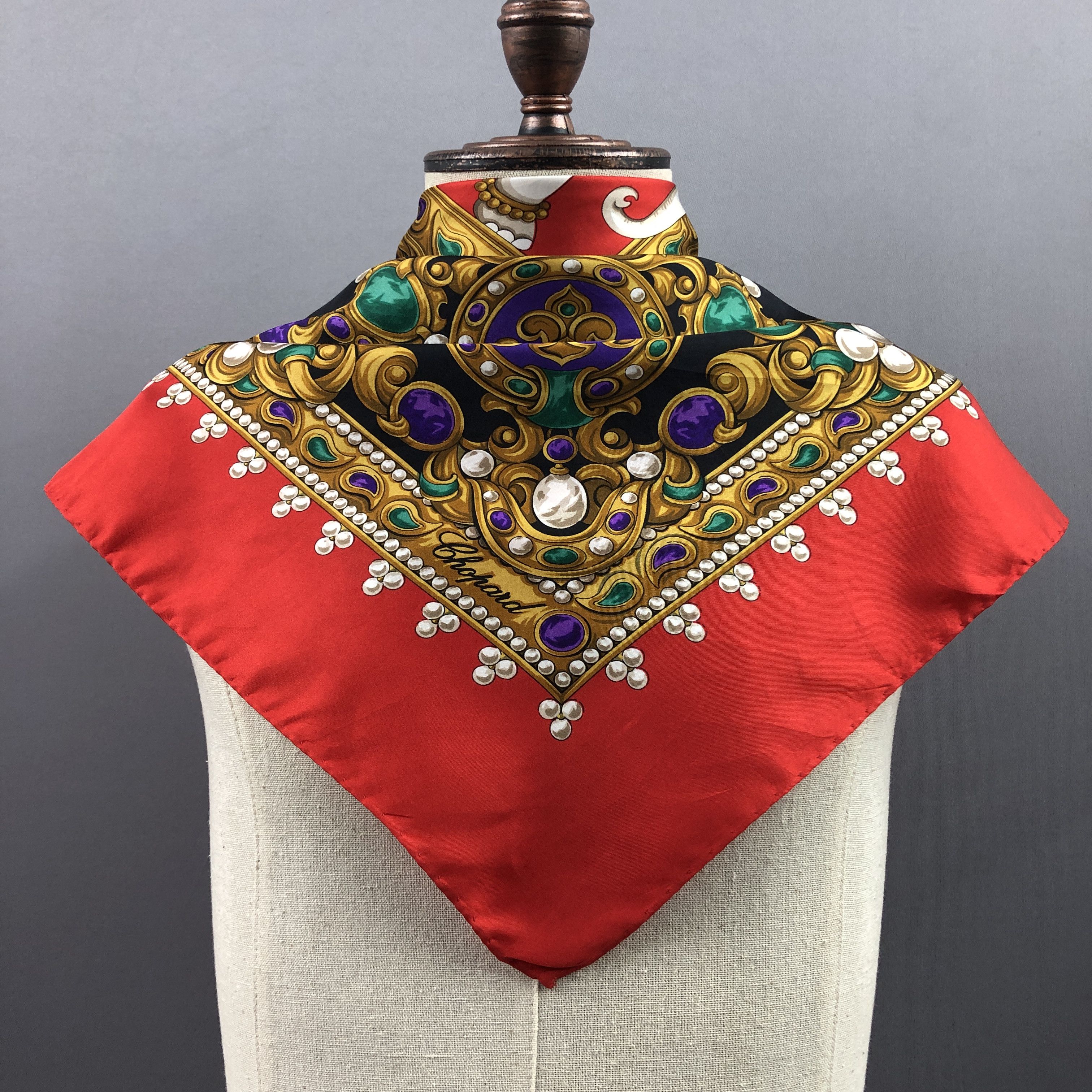 Chopard × Vintage Vintage Chopard SILK Scarf Twill Stole Wraps Scarves Size ONE SIZE - 3 Thumbnail