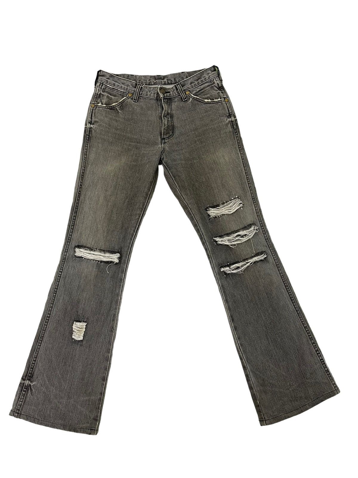 Japanese Brand Flare Jeans Vtg Wrangler Faded Distress Boot Cut 7🟦0 Size US 30 / EU 46 - 2 Thumbnail