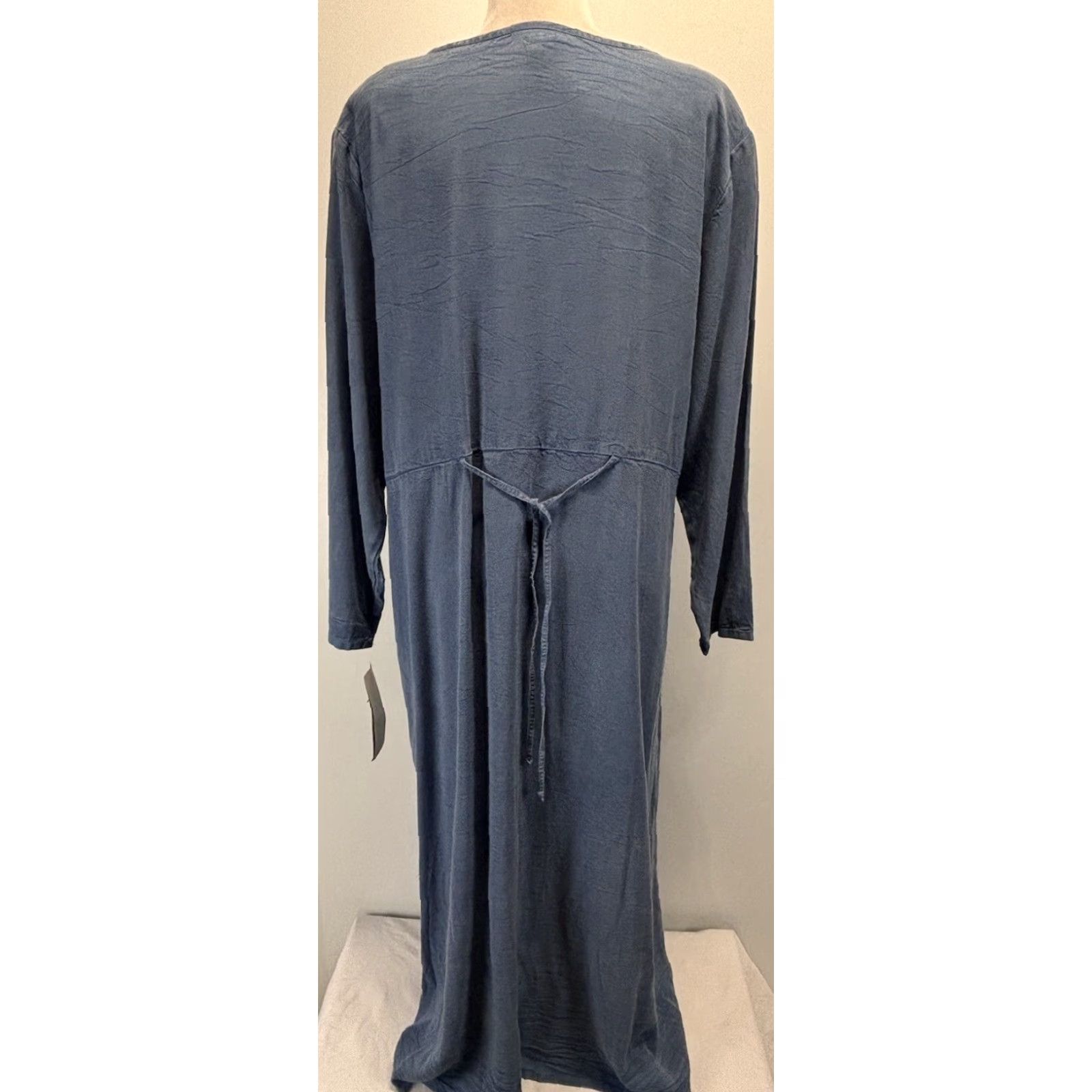 Vintage VINTAGE Froxx Tencel Maxi Dress 1X Plus Blue Long Sleeve Button Front Womens Size XL / US 12-14 / IT 48-50 - 3 Thumbnail