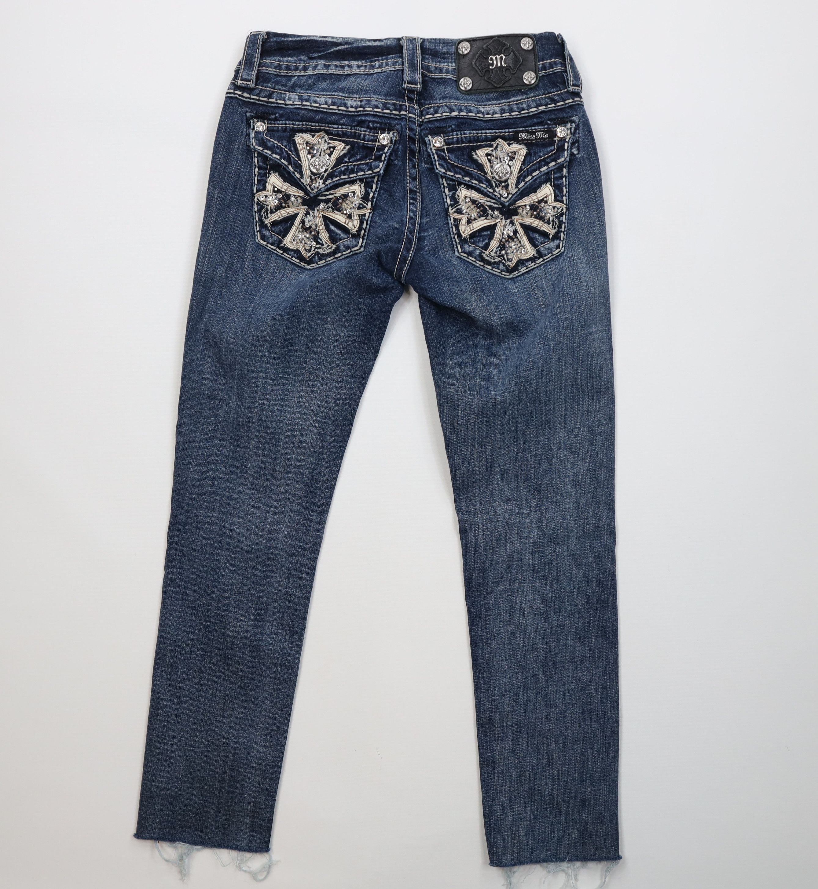 Miss Me Miss Me Bling Jeweled Signature Skinny Cropped Jeans Blue Size 25" / US 0 / IT 36 - 12 Thumbnail