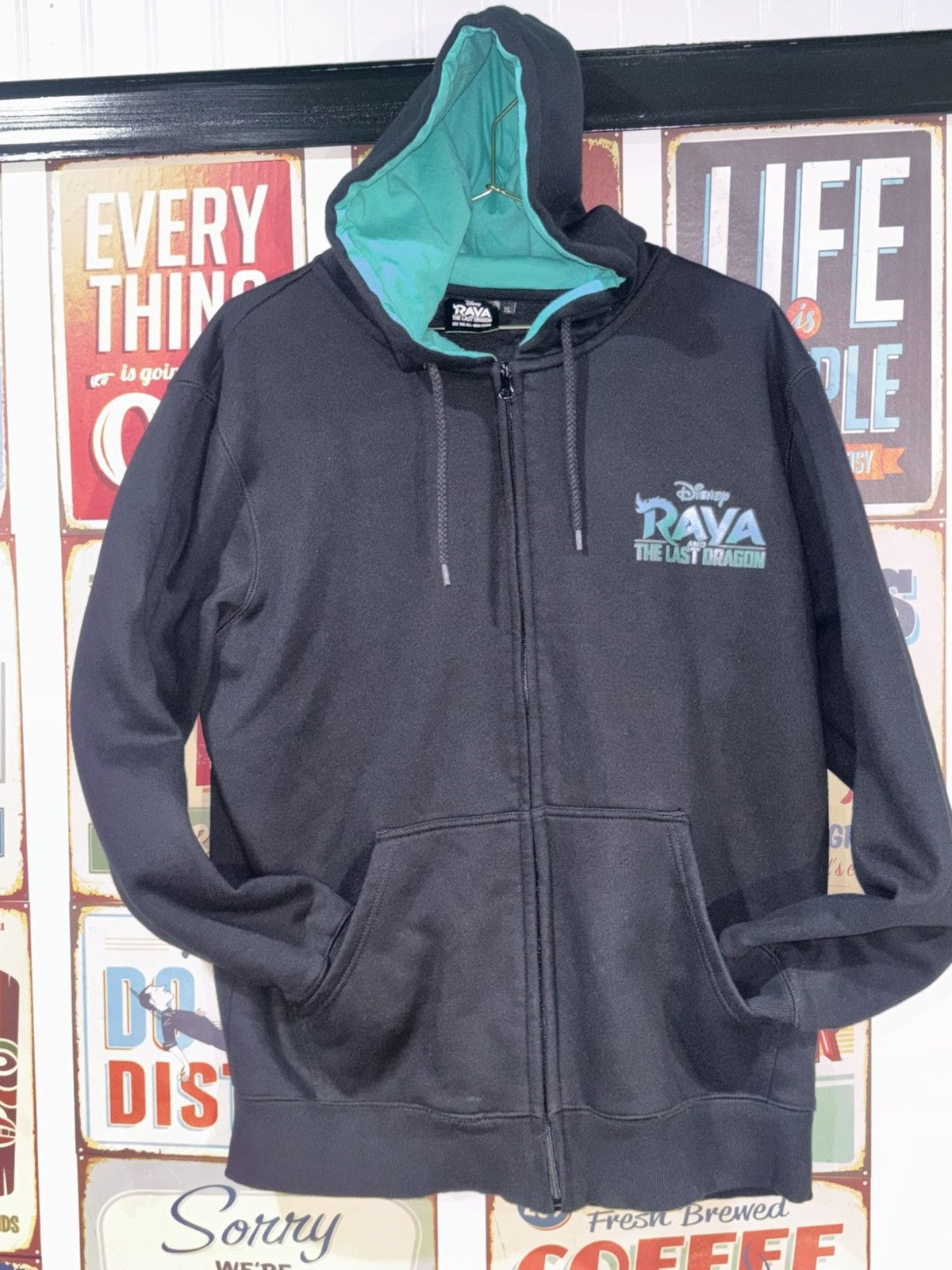 Disney Raya And The Last Dragon Black and Teal Zip Up Hoodie sz XL Size US XL / EU 56 / 4 - 8 Thumbnail