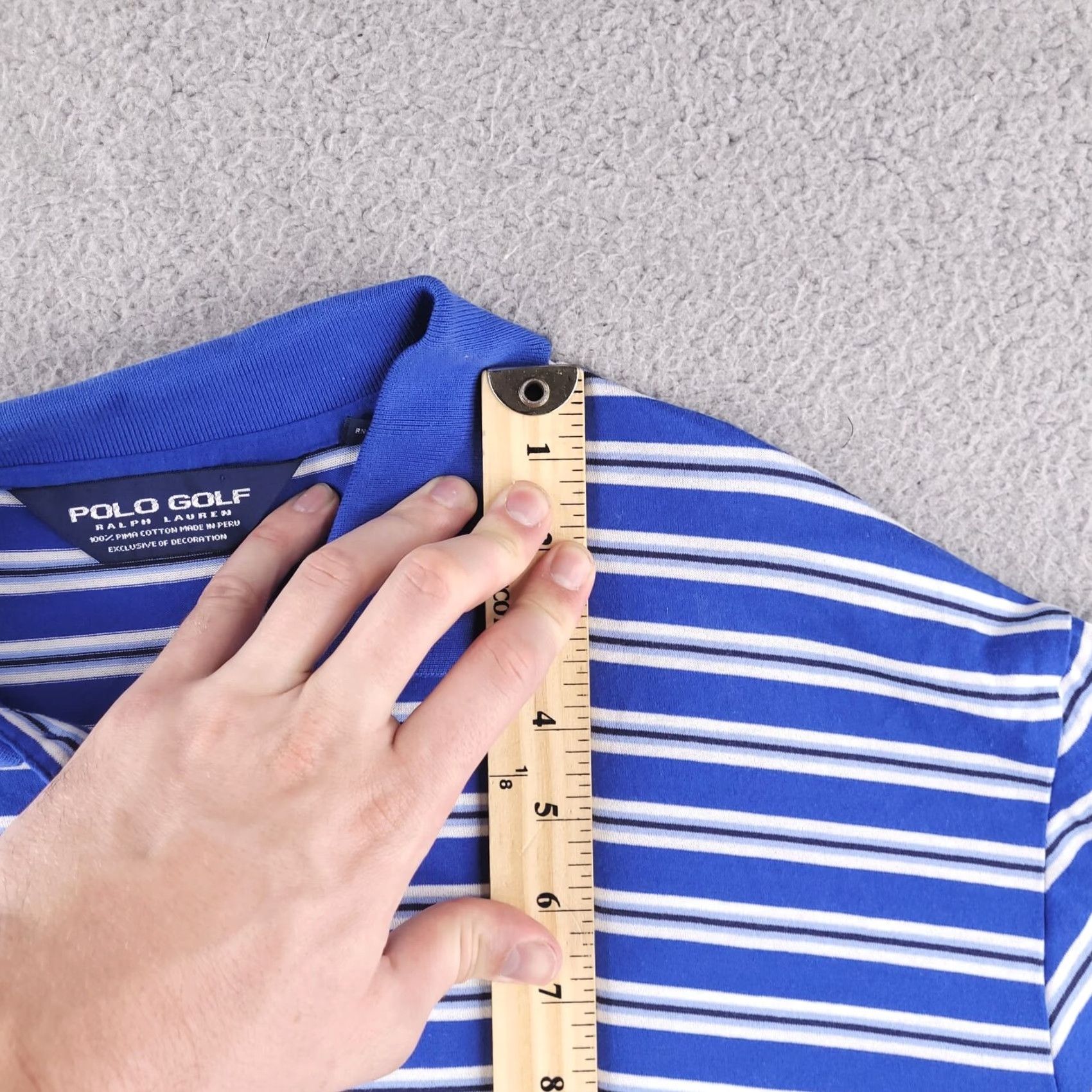 Polo Ralph Lauren Polo Golf Shirt Mens Large Blue Stripe Polo Pima Cotton Relaxed Fit Size US L / EU 52-54 / 3 - 7 Thumbnail