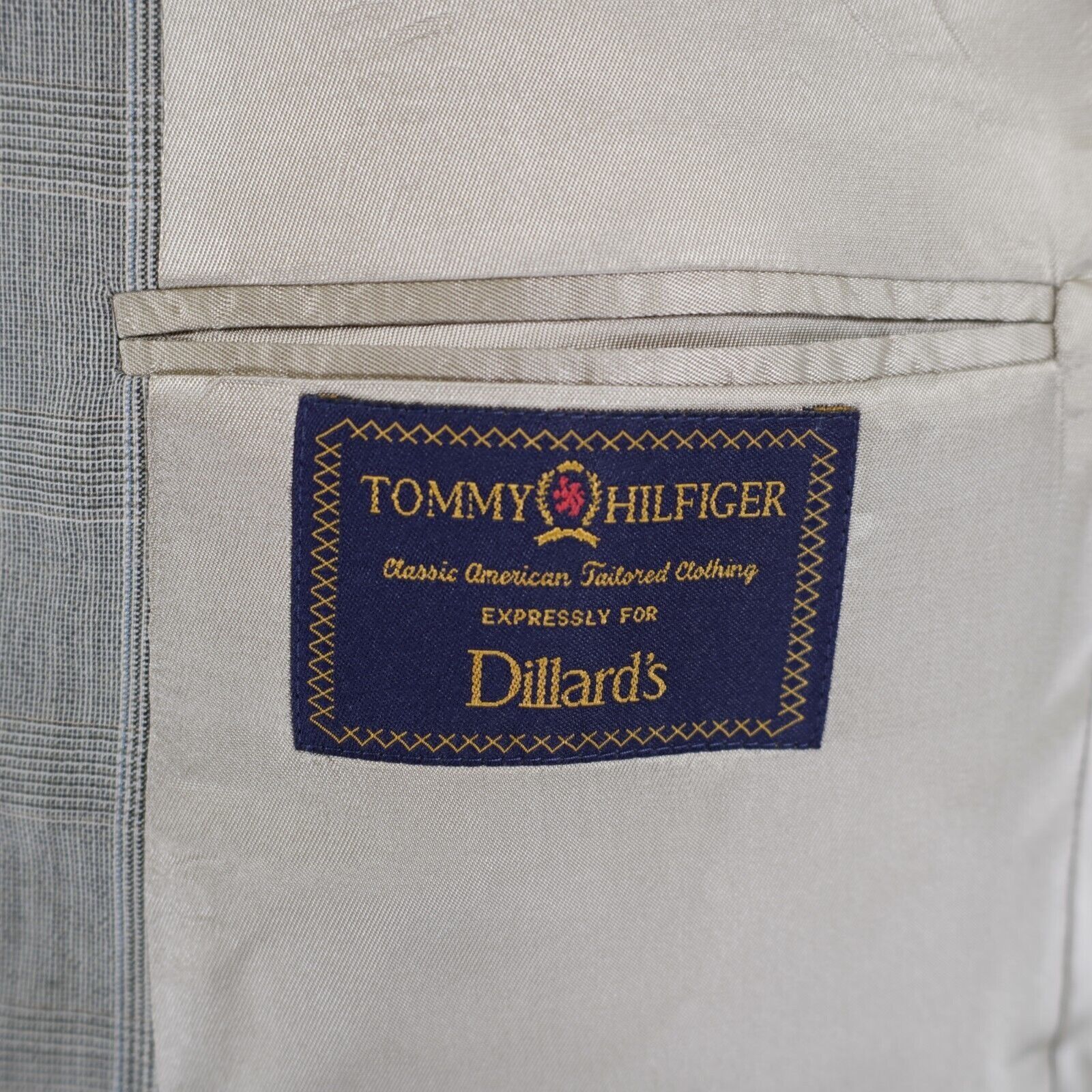 Tommy Hilfiger Tommy Hilfiger Worsted Wool Tan Plaid W/ Blue Windowpane 40R Size 40R - 8 Thumbnail