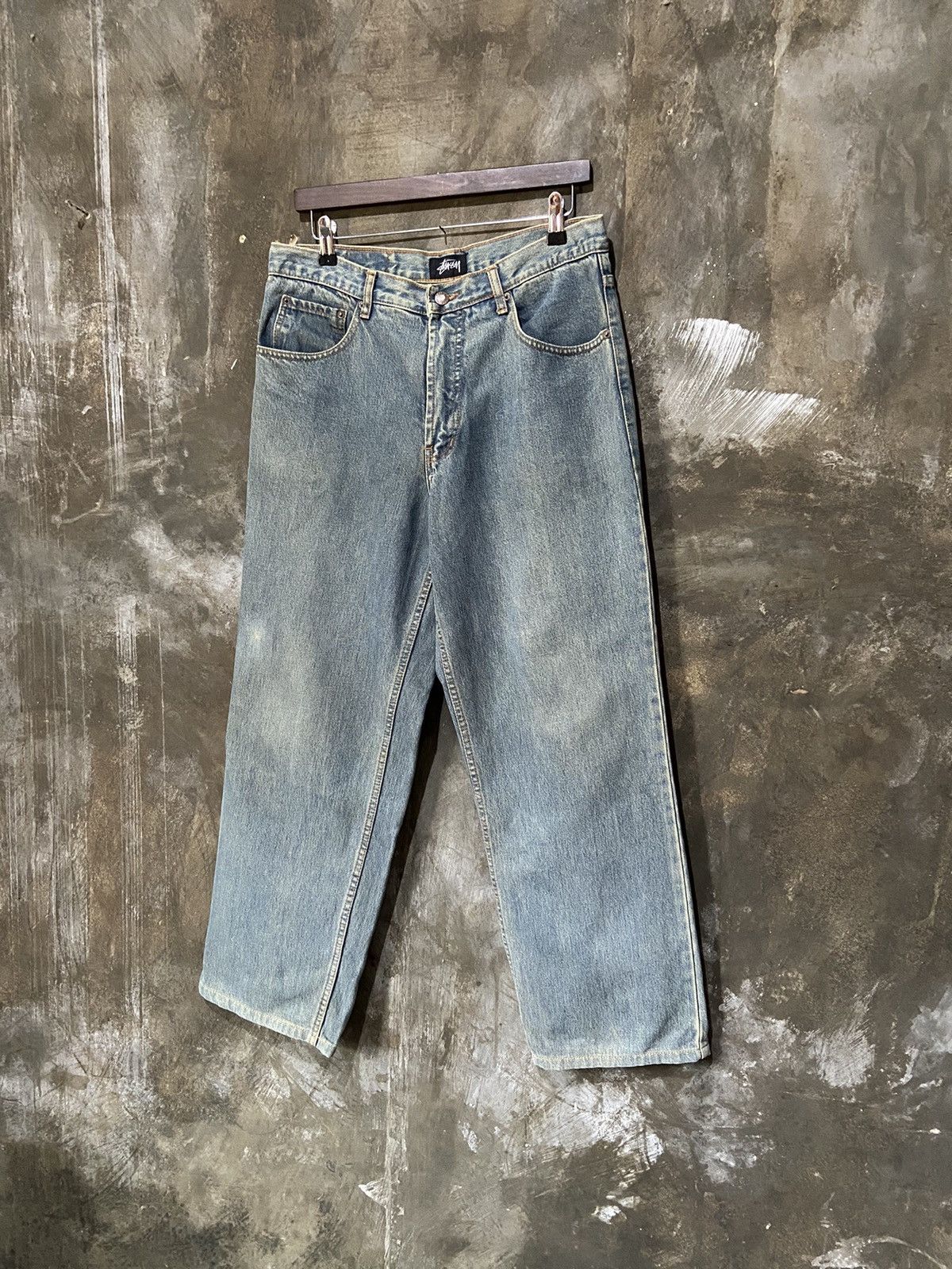 Stussy 📢SENDOFFER📢 Vintage Stussy Baggy Jeans Made In ITALY Size US 35 - 10 Thumbnail