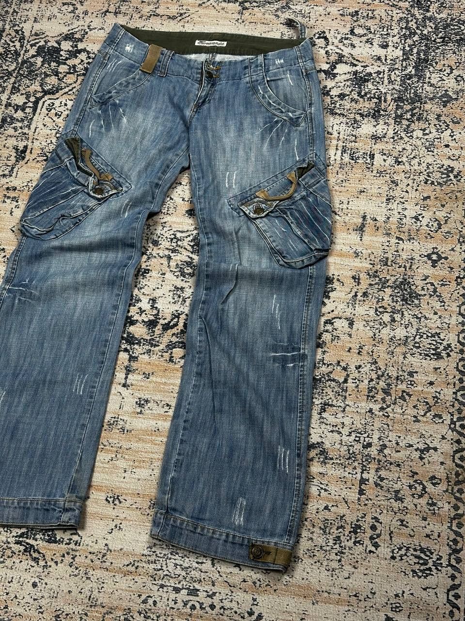 Japanese Brand Flare Cargo Avant Garde Vintage Grunge Opium Jeans Size US 34 / EU 50 - 2 Thumbnail