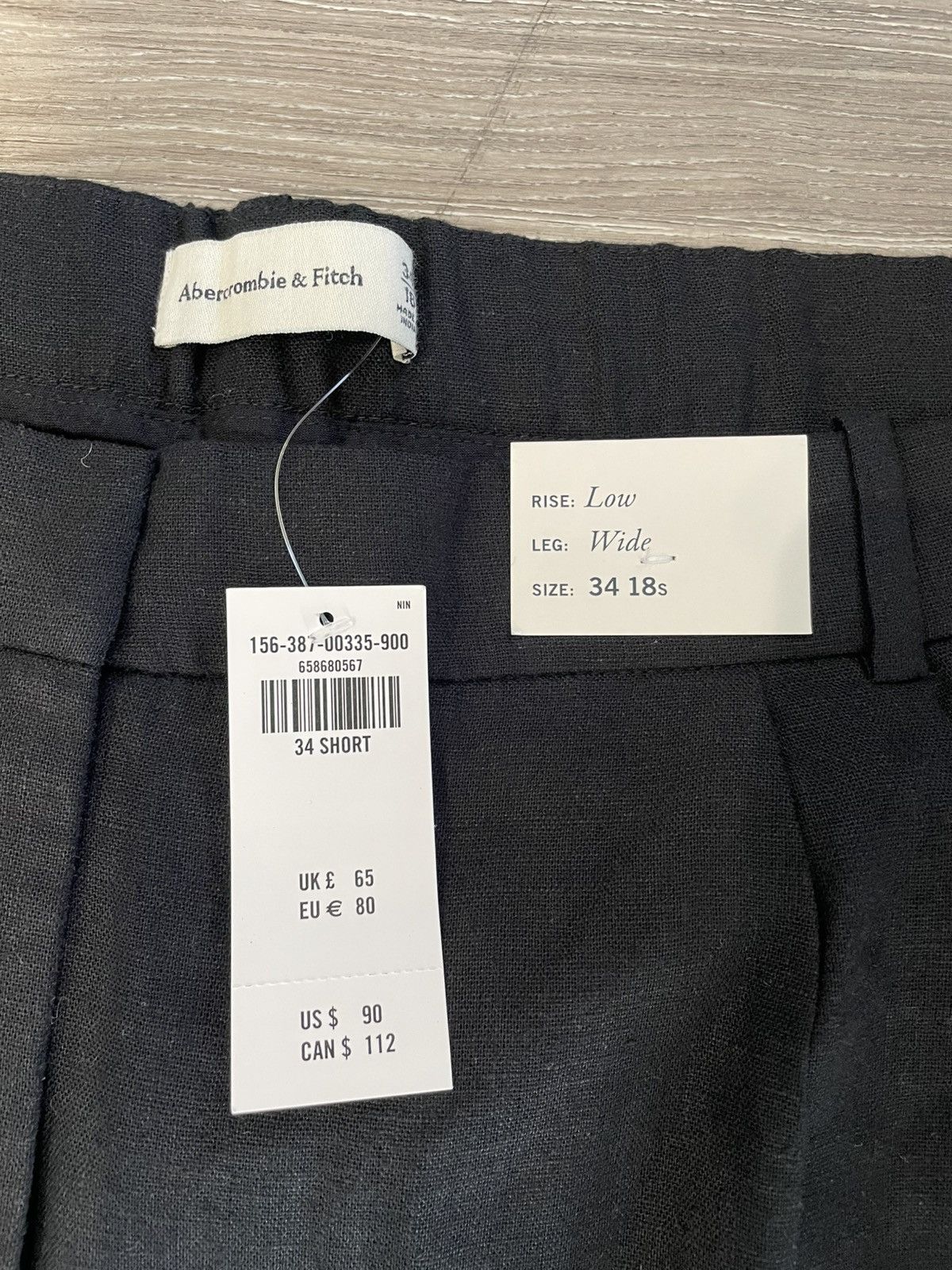 Abercrombie & Fitch A&F Sloan Low Rise Linen Blend Pant Black Size 34 SHORT New Size 34" / US 12 / IT 48 - 1 Thumbnail