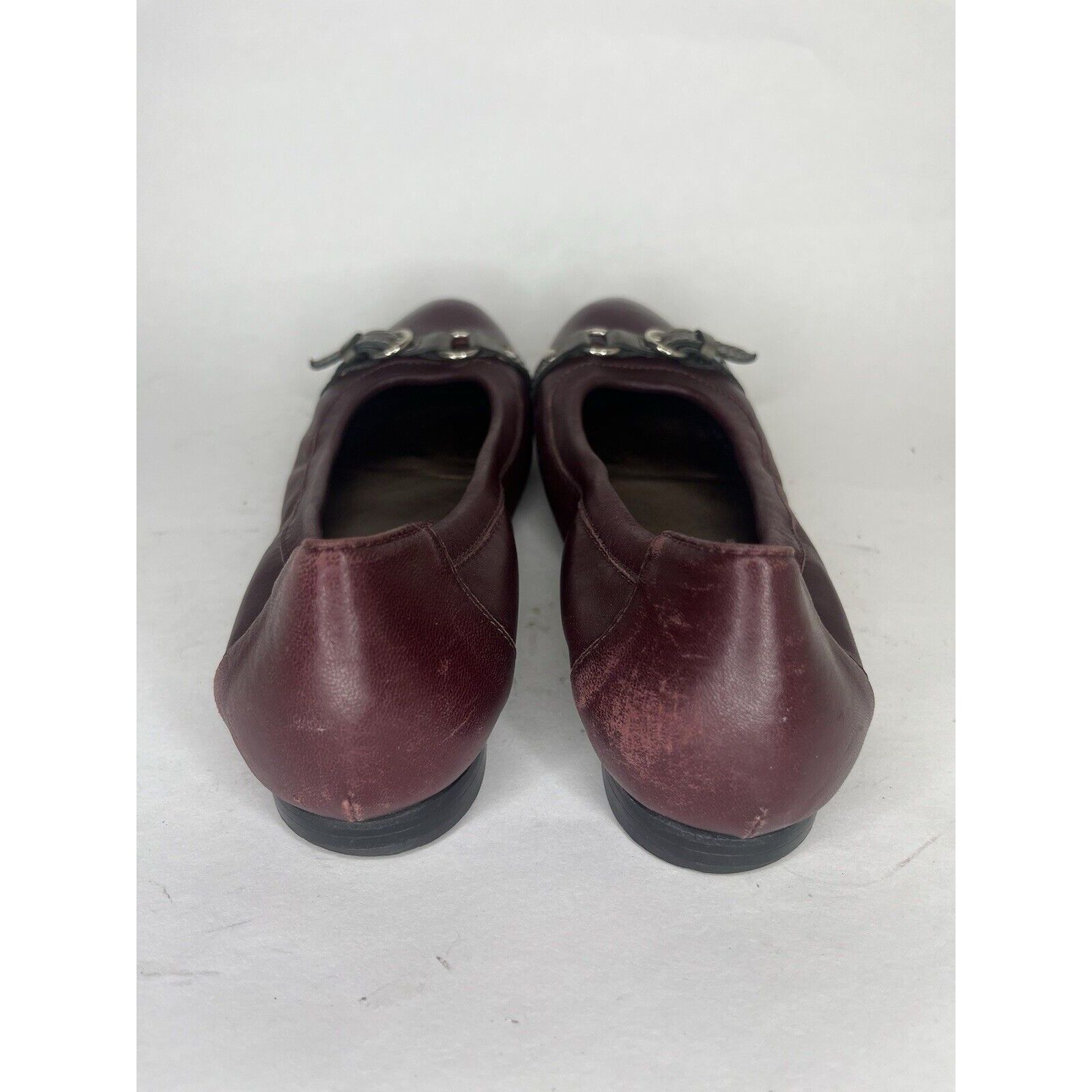 Other AGL Burgundy Leather Cap Toe Buckle Ballet Flats Shoes Women Size US 6.5 / IT 36.5 - 12 Thumbnail